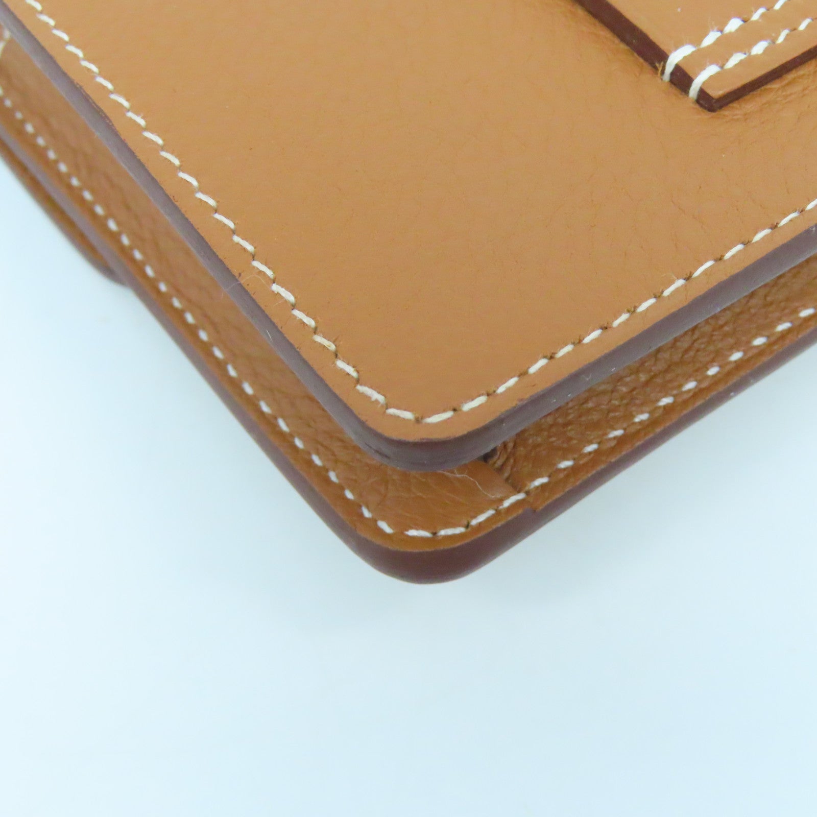 HERMES Evercolor皮革Roulis Slim金扣钱包Gold啡色