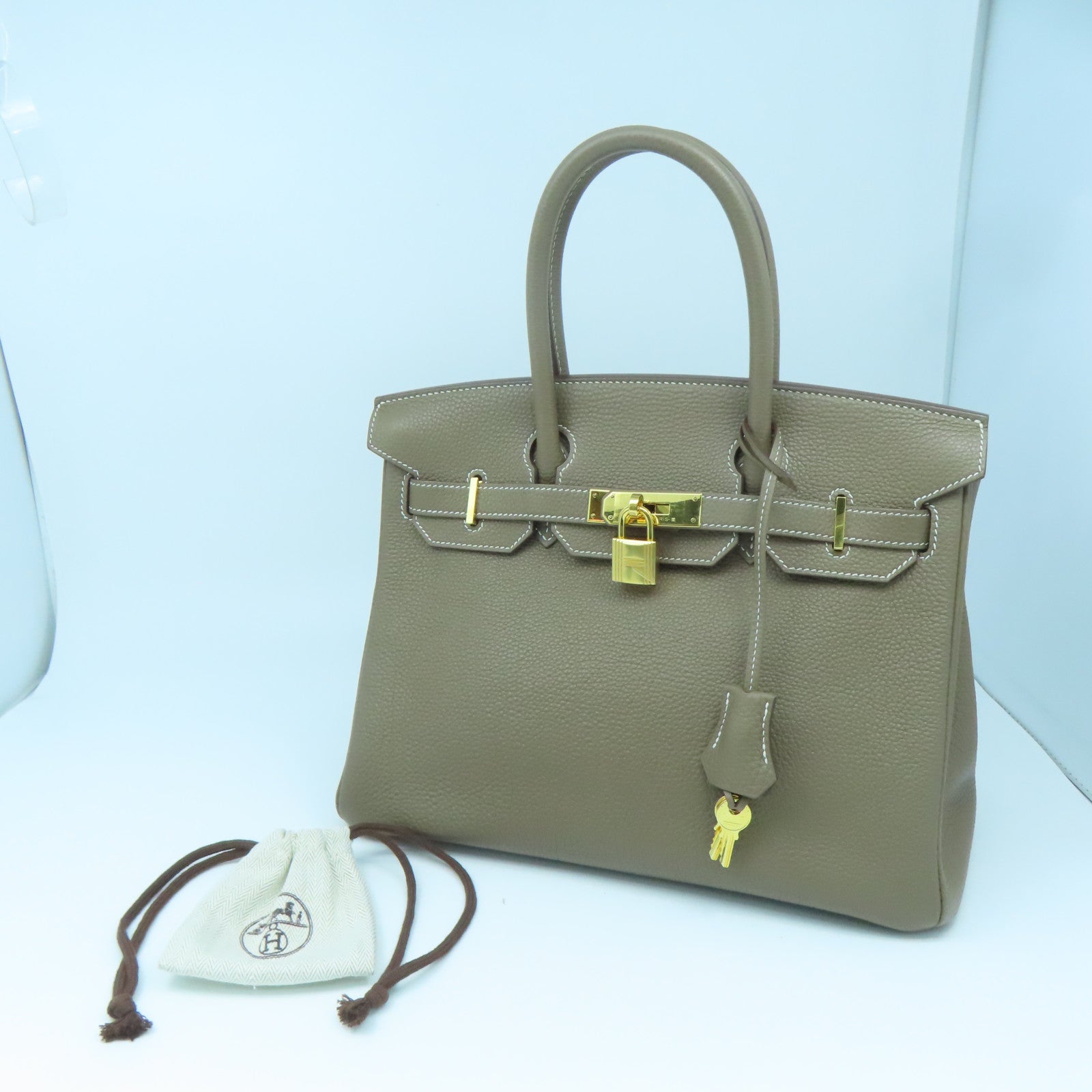 HERMES Togo皮革Birkin 30金扣手挽袋大象灰