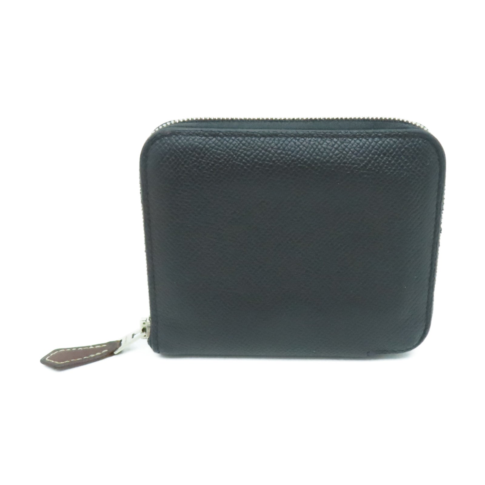HERMES Epsom皮革Silkin Wallet銀扣錢包Noir/黑色