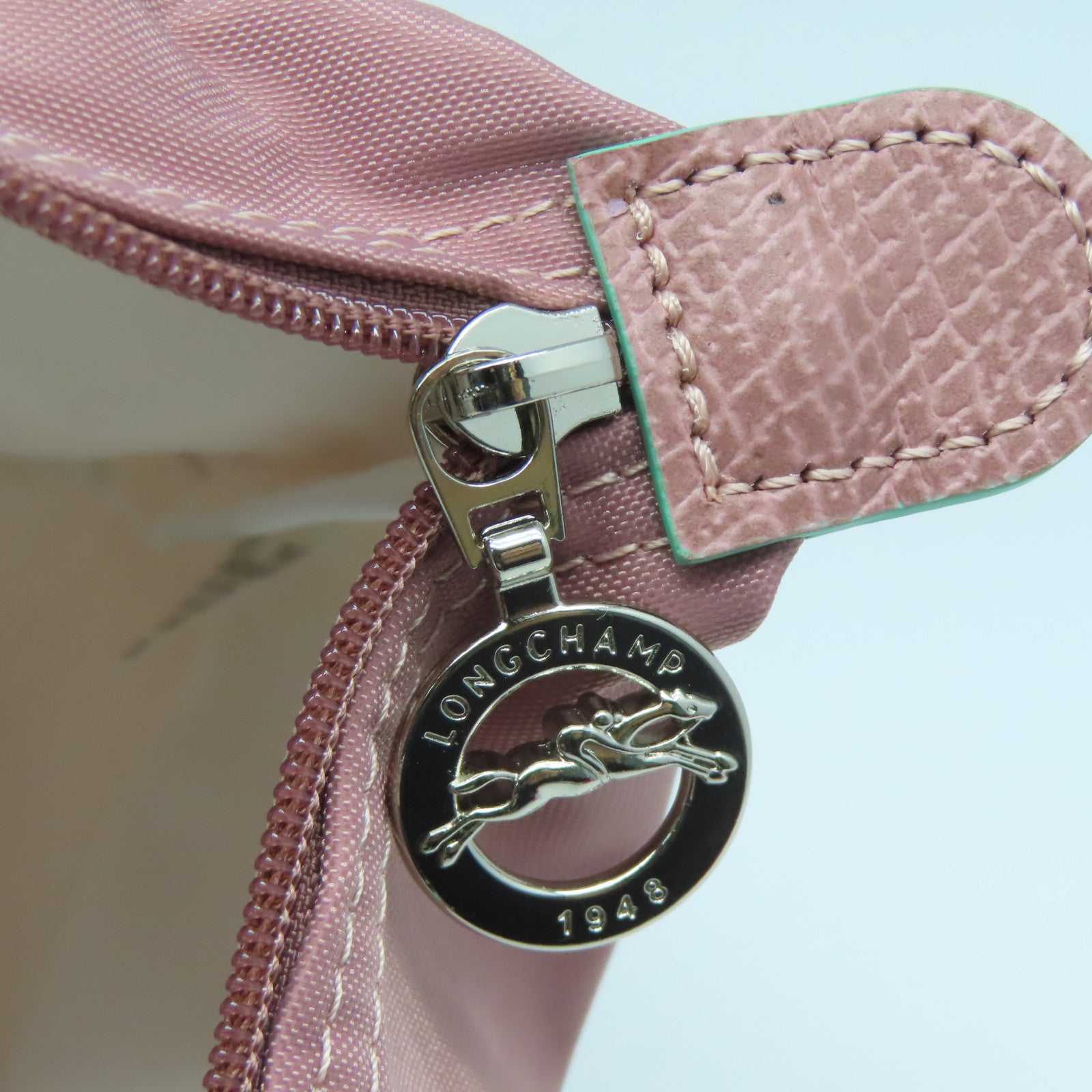 Longchamp 尼龍Tote Bag銀扣肩背袋粉紅色
