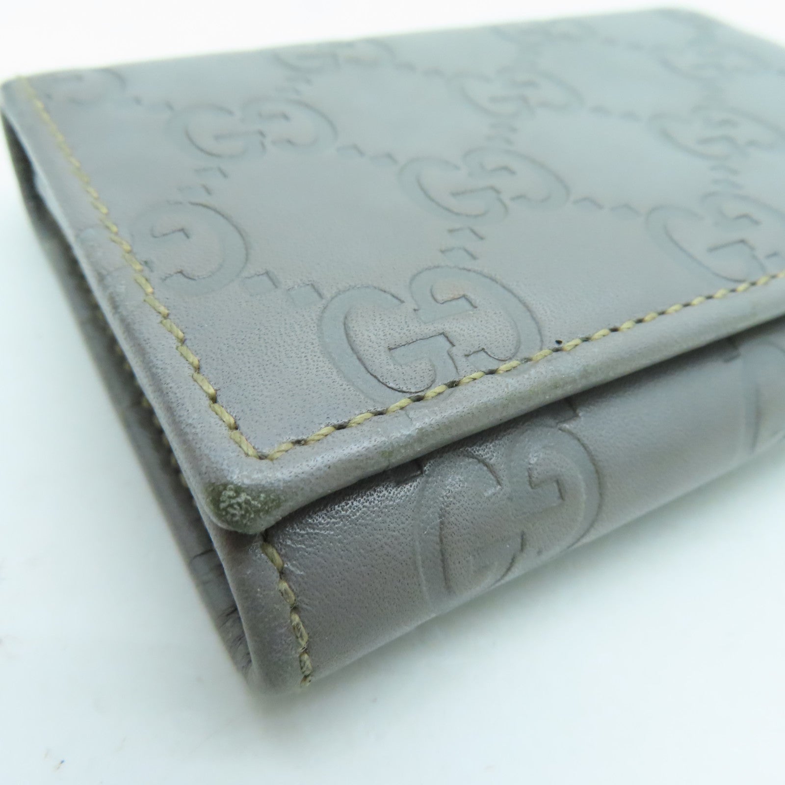 GUCCI 牛皮皮革Card Case金扣卡片套灰色