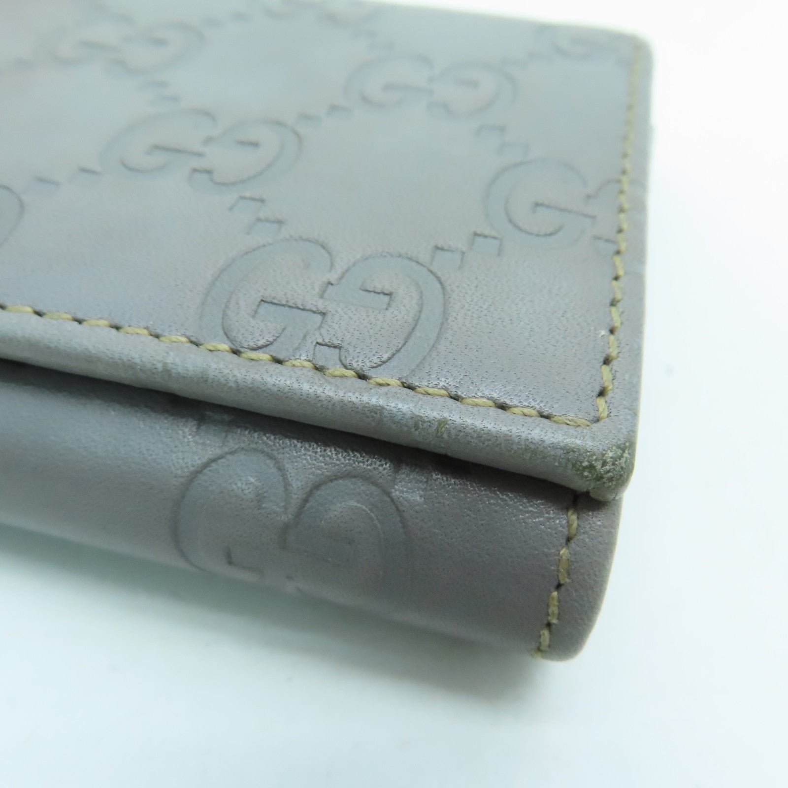 GUCCI 牛皮皮革Card Case金扣卡片套灰色