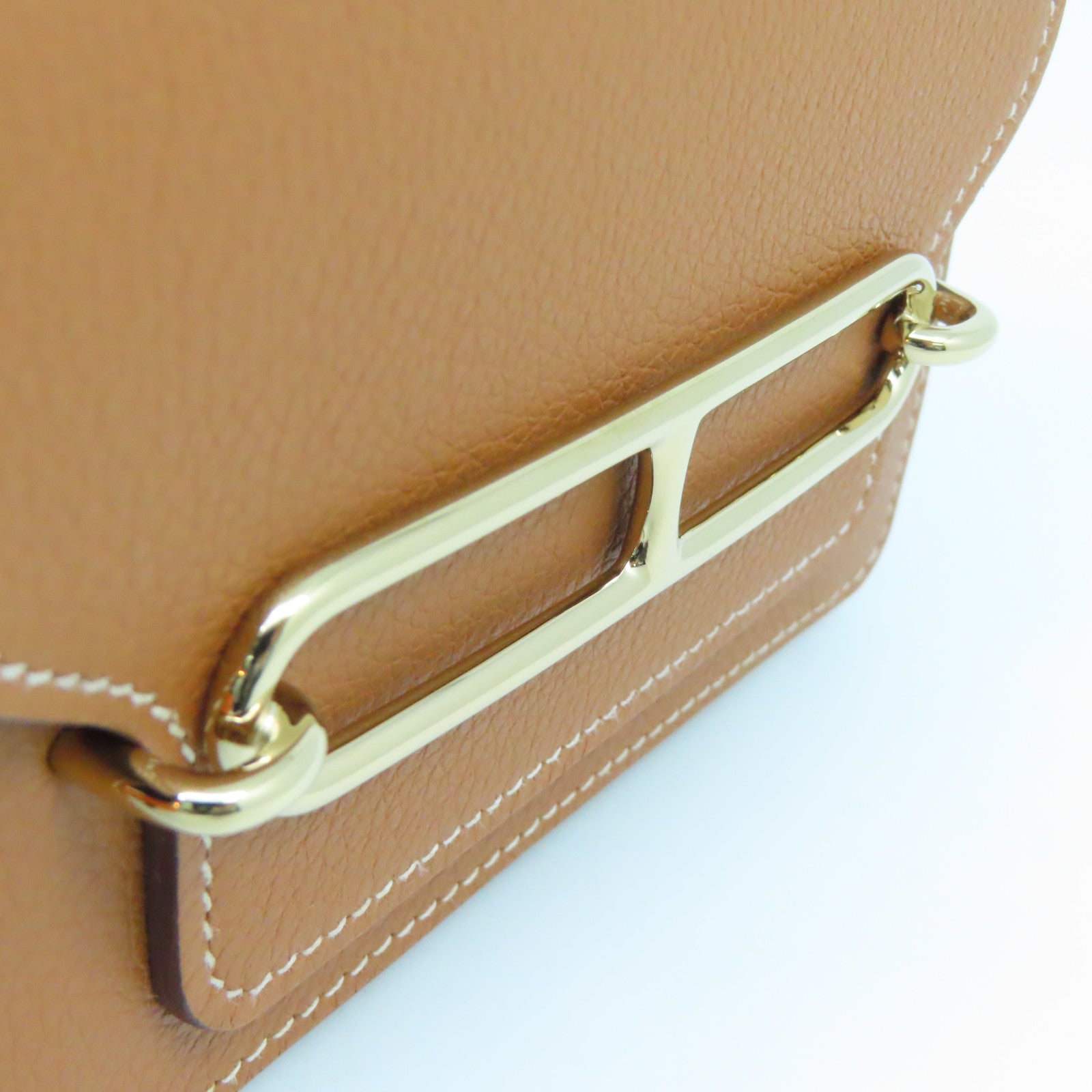 HERMES Evercolor皮革Roulis Slim金扣钱包Gold啡色
