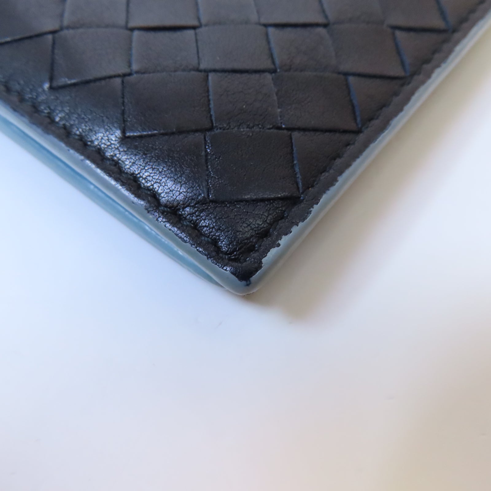 BOTTEGA VENETA 織紋皮革Wallet錢包黑色/藍色