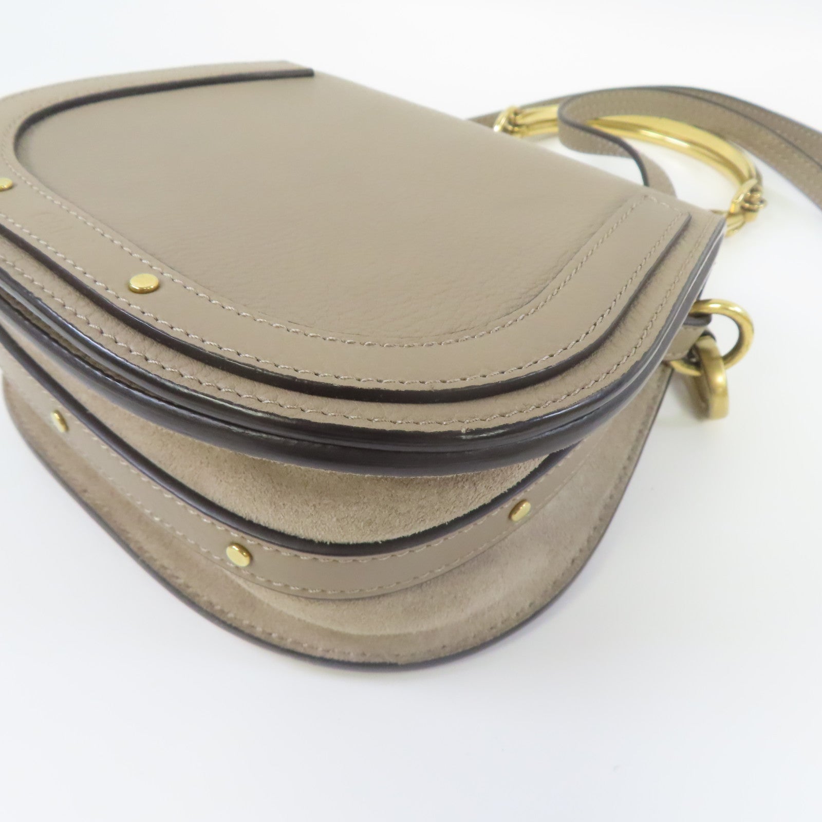 Chloe 牛皮皮革Shoulder Bag金扣手挽肩背兩用袋灰色