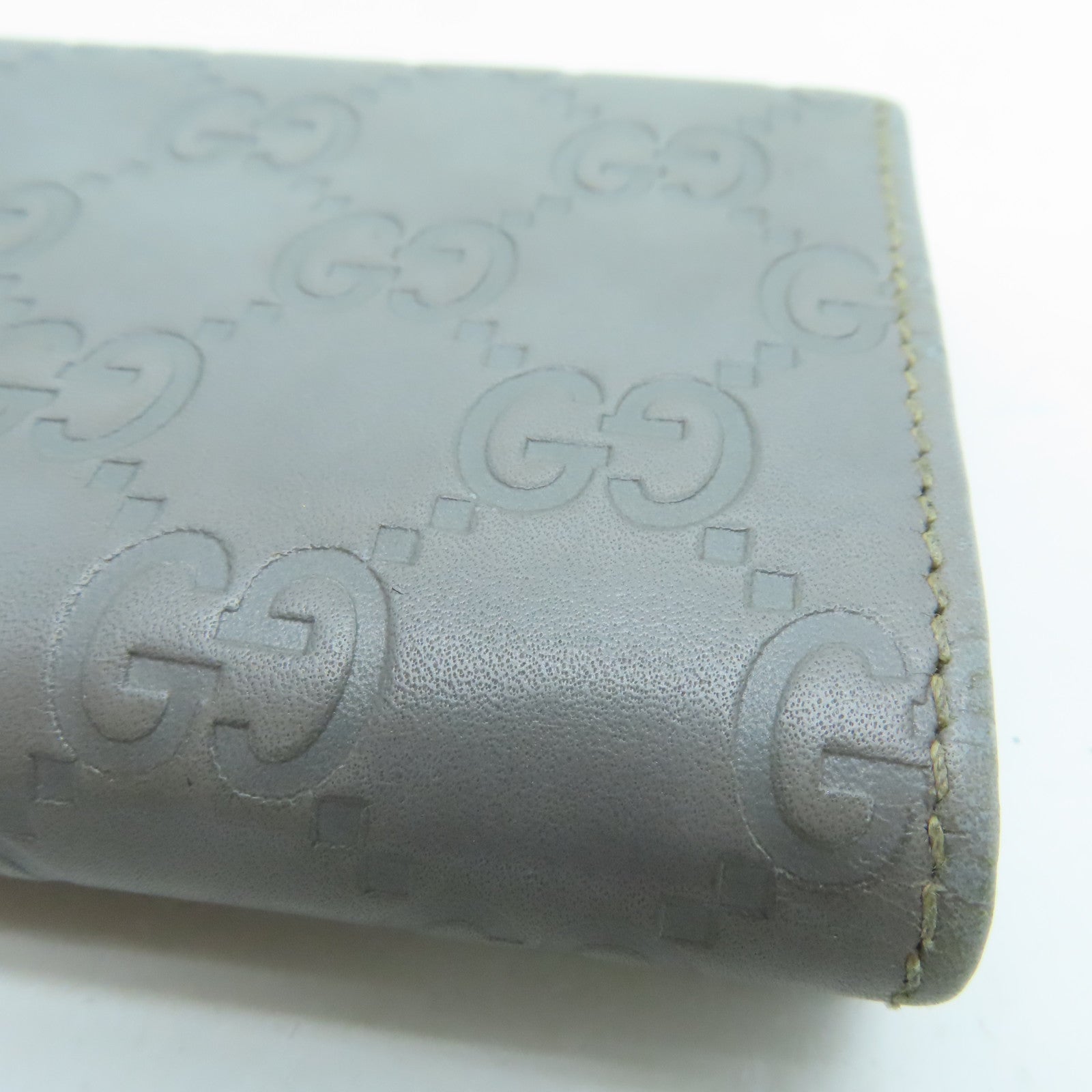 GUCCI 牛皮皮革Card Case金扣卡片套灰色
