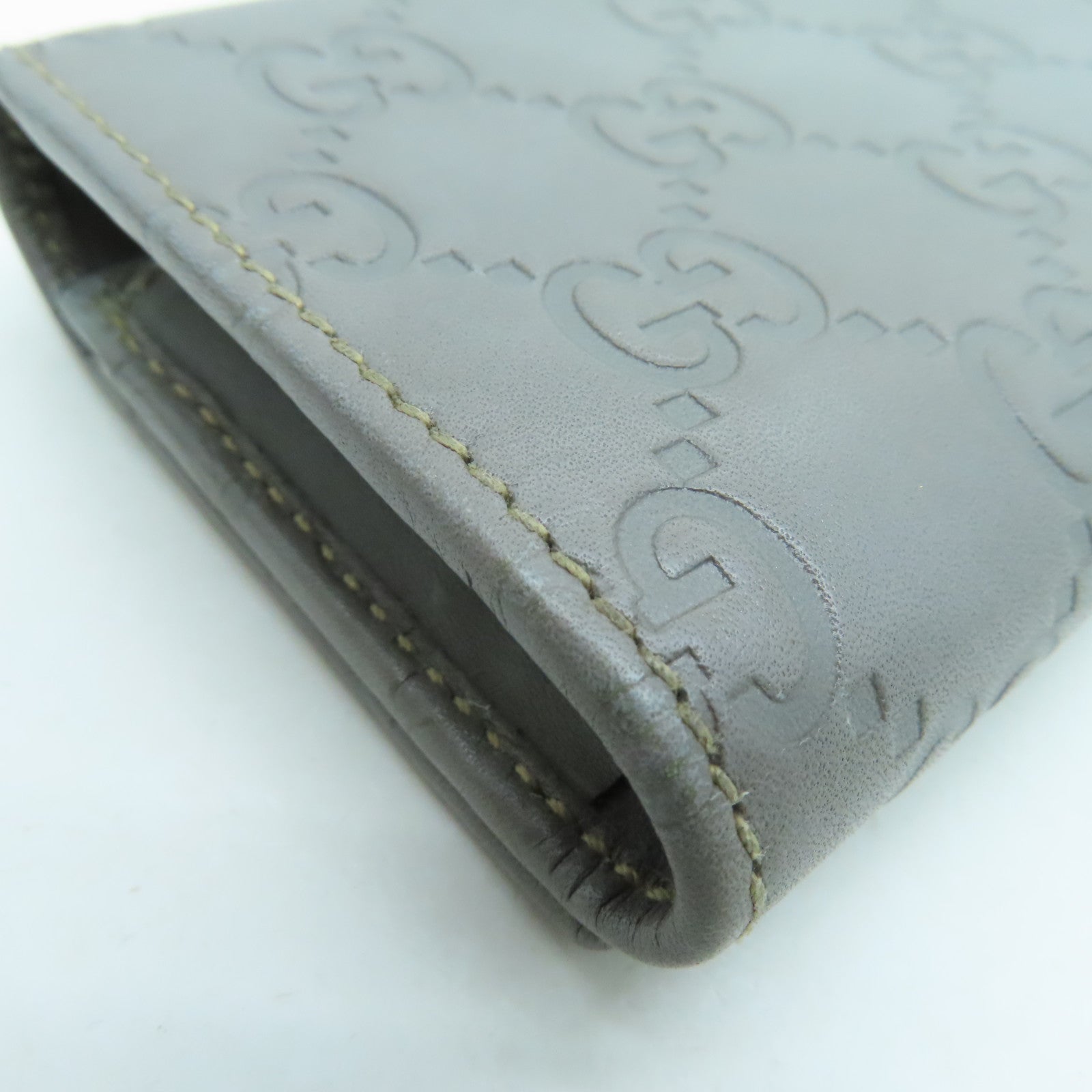 GUCCI 牛皮皮革Card Case金扣卡片套灰色