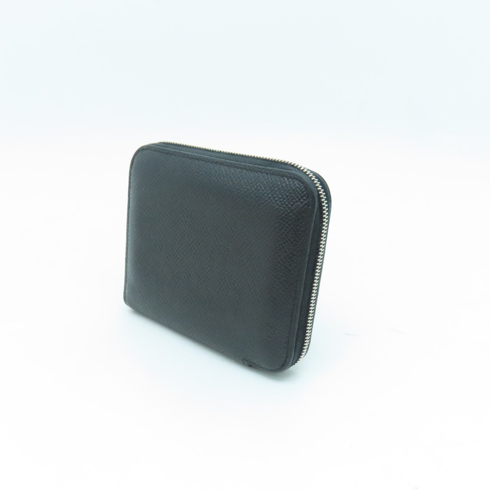 HERMES Epsom皮革Silkin Wallet銀扣錢包Noir/黑色