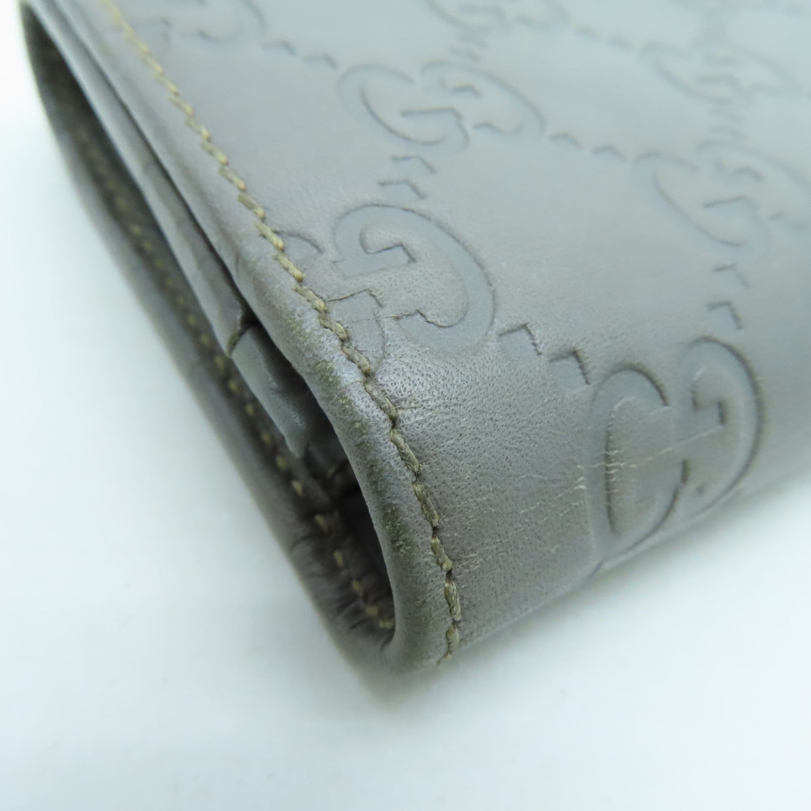 GUCCI 牛皮皮革Card Case金扣卡片套灰色