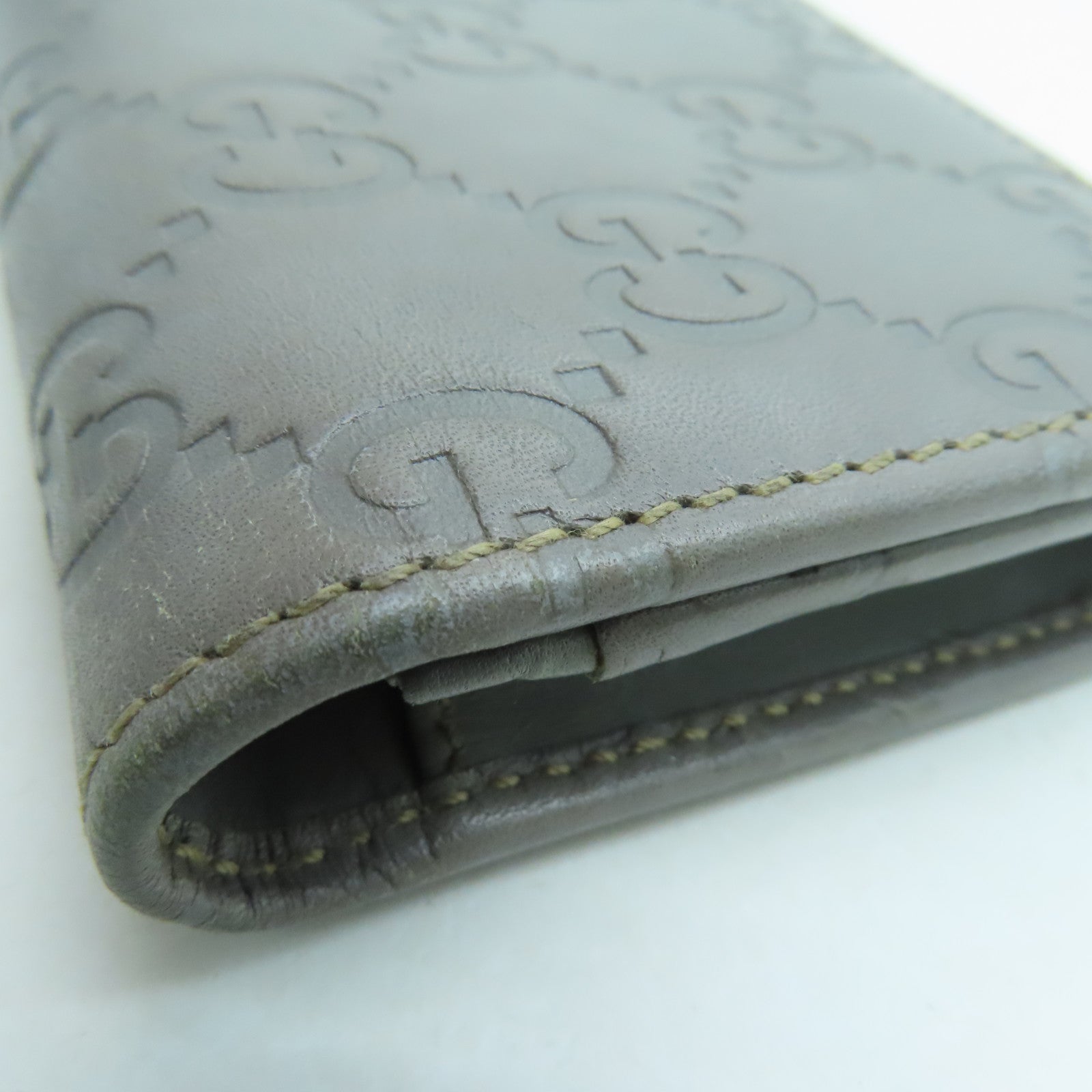 GUCCI 牛皮皮革Card Case金扣卡片套灰色