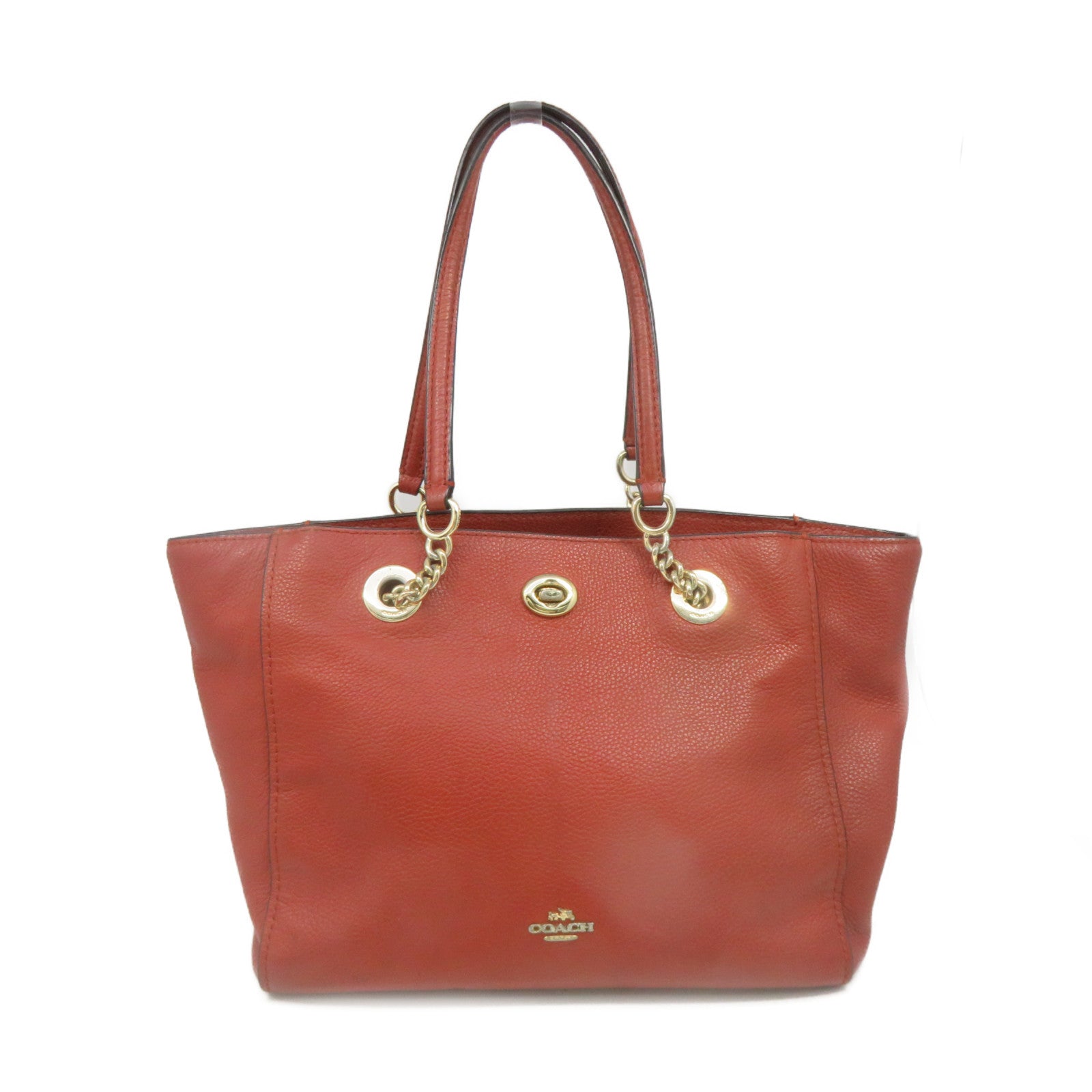 COACH [Sharp Discount] Leather Shoulder Bag Chain Belt Brown