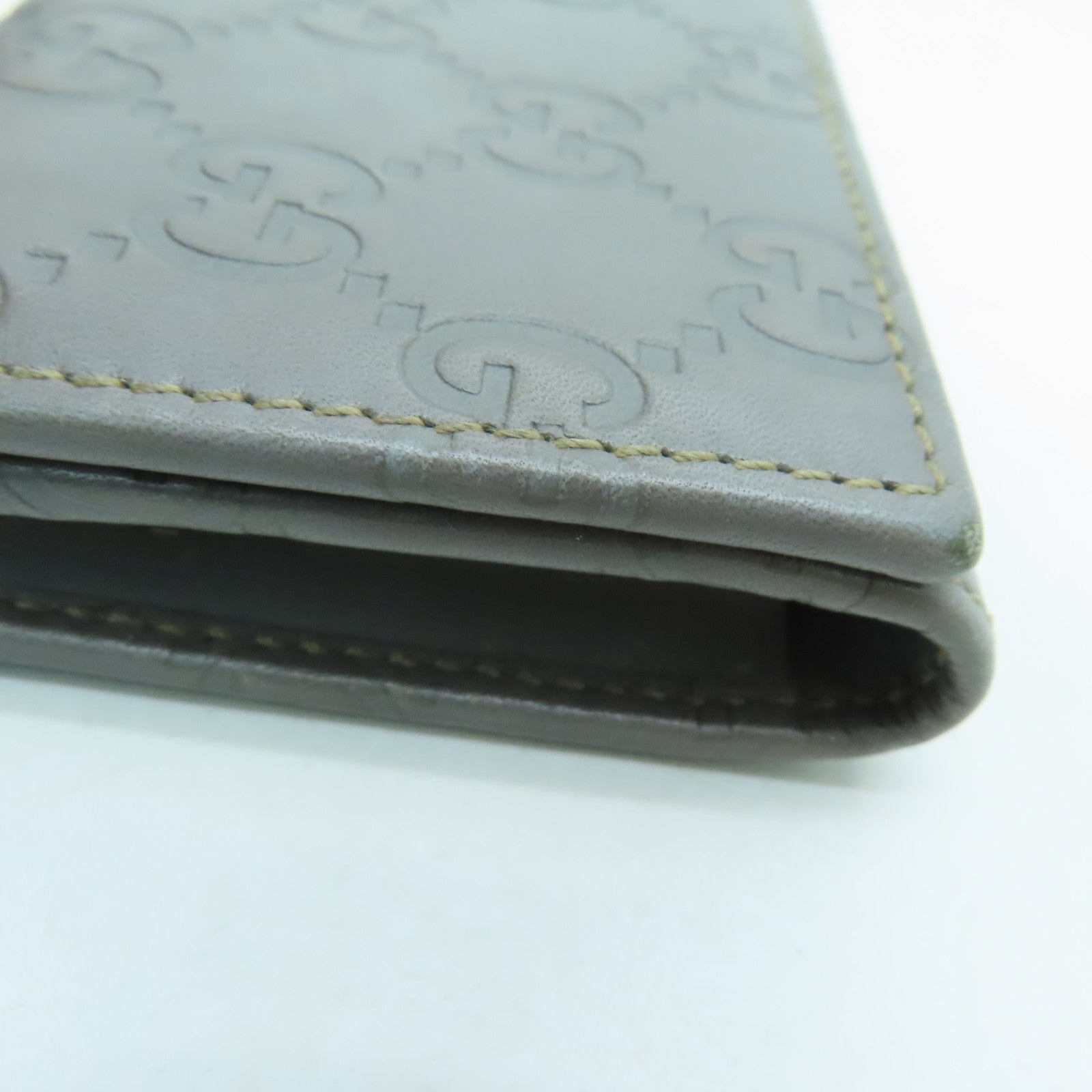 GUCCI 牛皮皮革Card Case金扣卡片套灰色