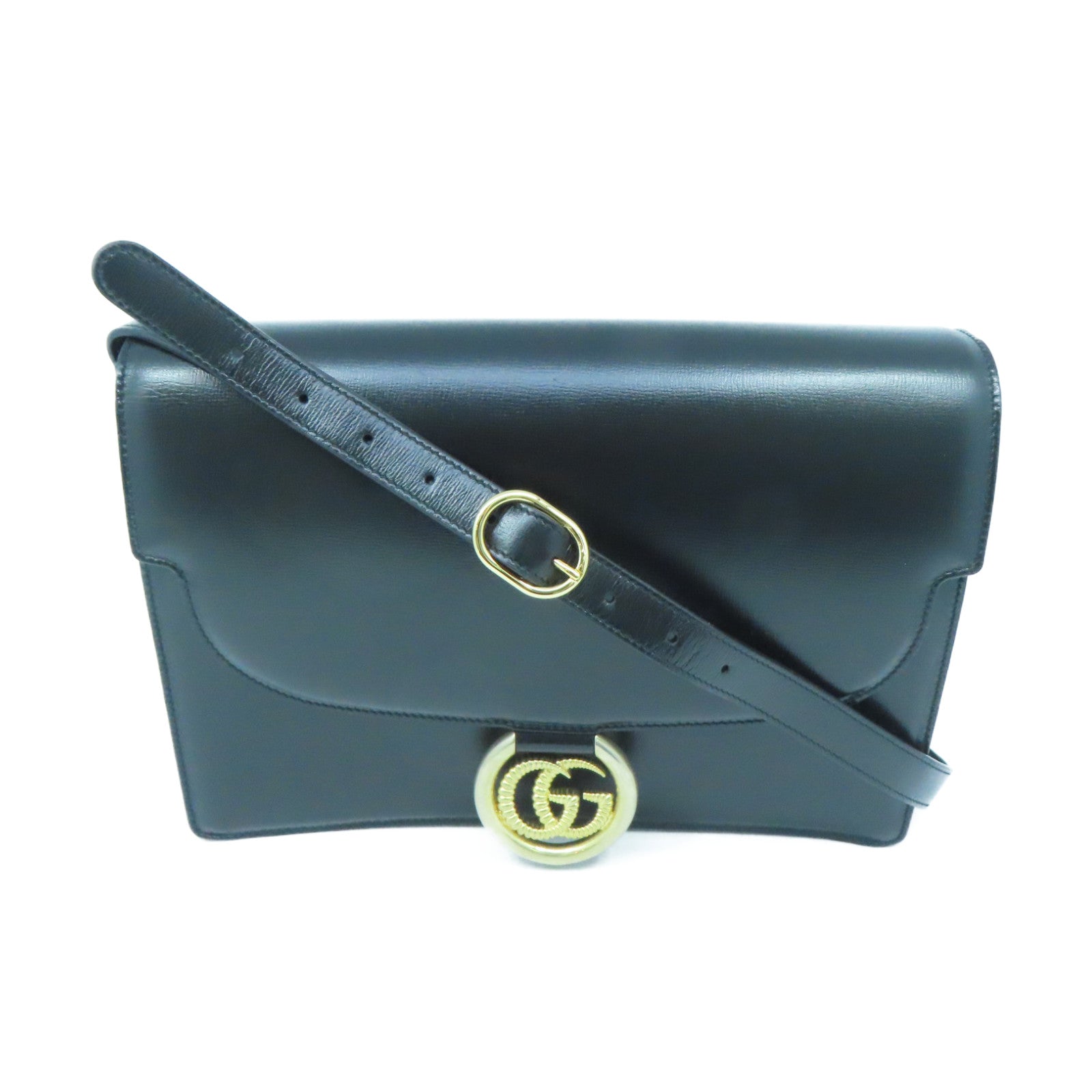 GUCCI 牛皮皮革Shoulder Bag金扣肩背袋黑色