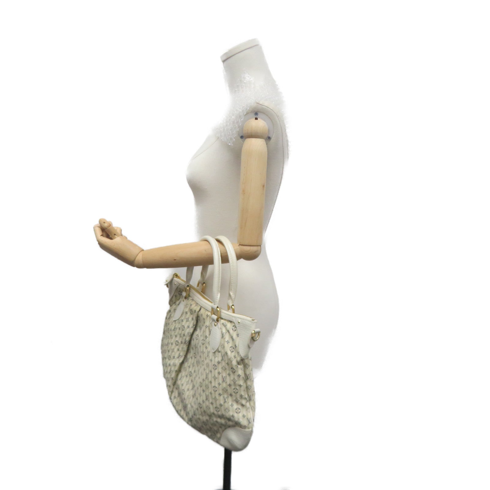 LOUIS VUITTON [Sharp discount] Monogram Mini Lin Marina PM gold buckle handle shoulder bag beige