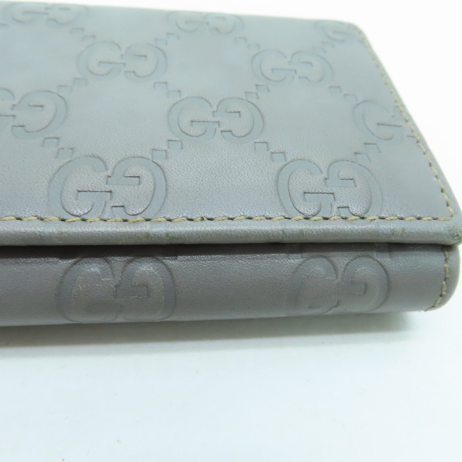 GUCCI 牛皮皮革Card Case金扣卡片套灰色