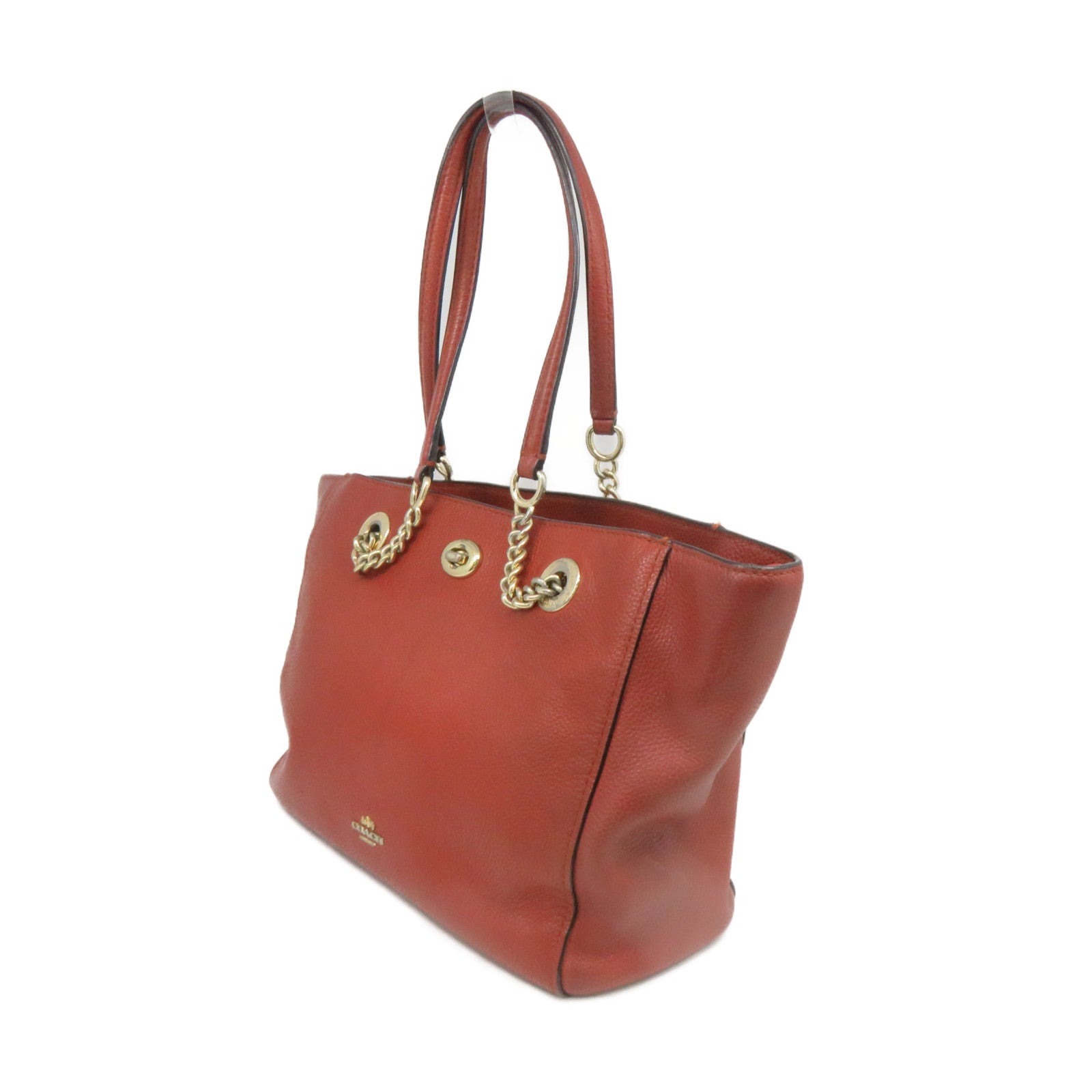 COACH [Sharp Discount] Leather Shoulder Bag Chain Belt Brown