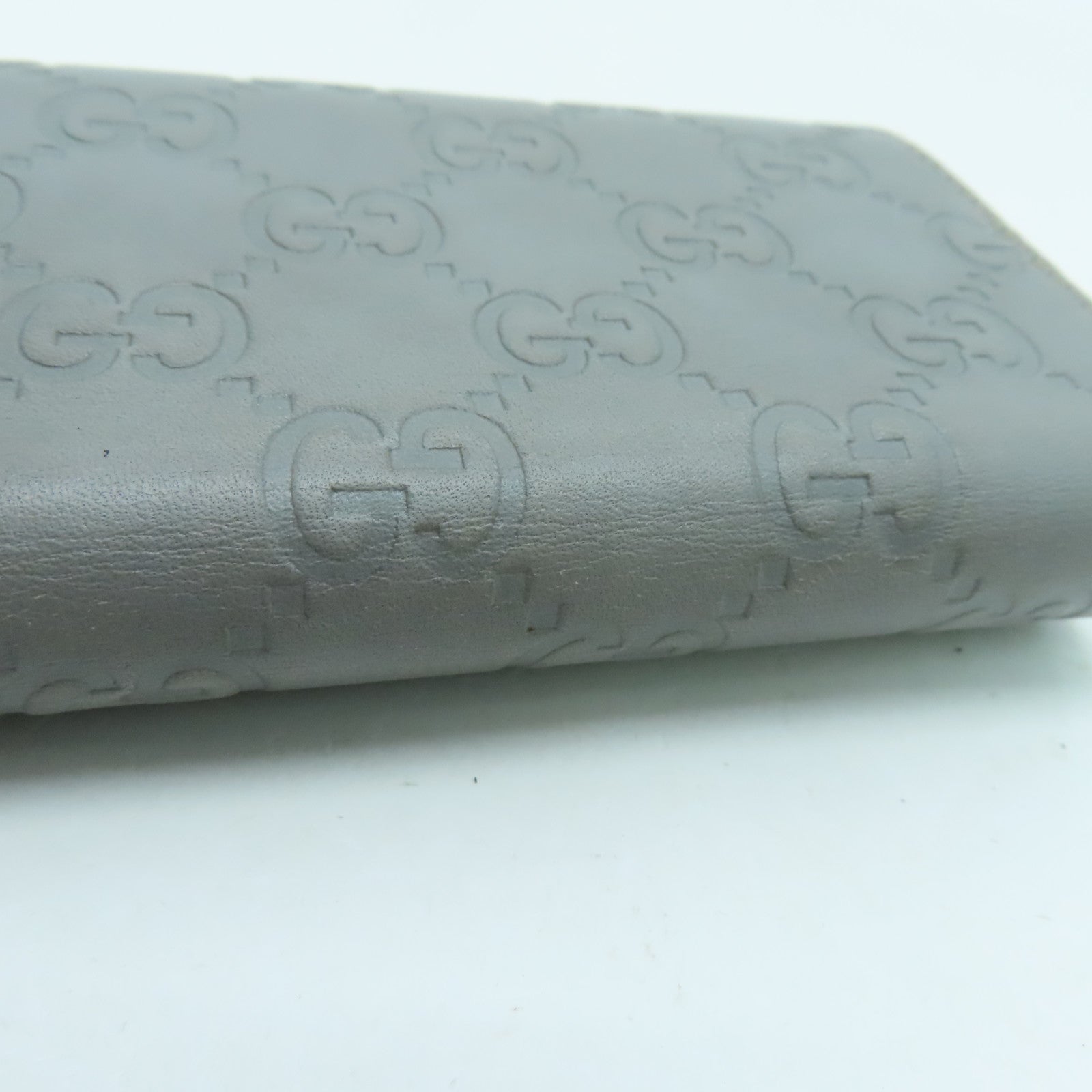 GUCCI 牛皮皮革Card Case金扣卡片套灰色