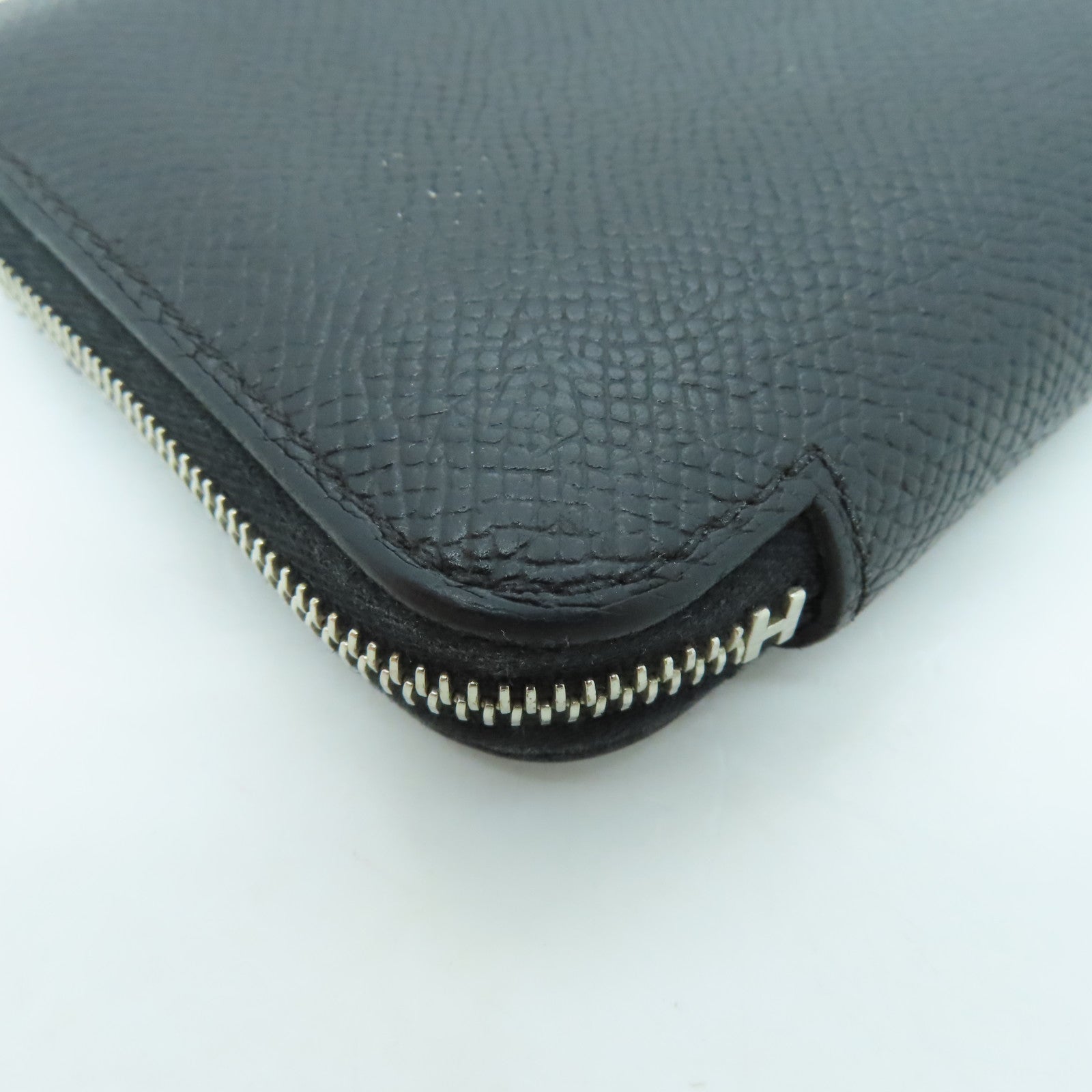 HERMES Epsom皮革Silkin Wallet銀扣錢包Noir/黑色