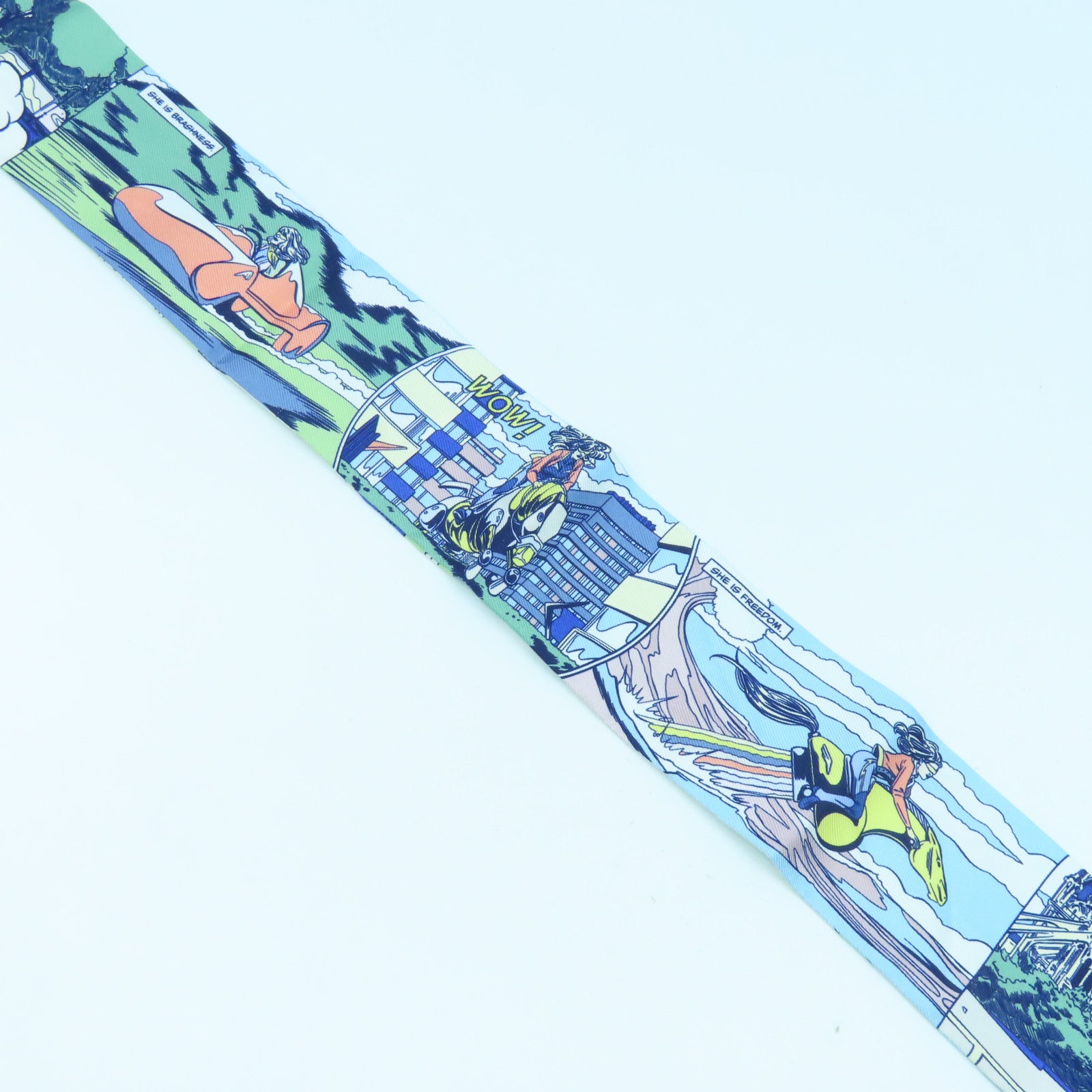 HERMES 【激減優惠】絲質Twilly絲巾藍色/綠色/多色