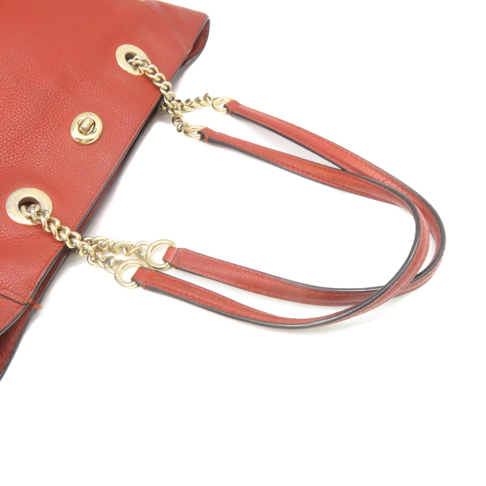 COACH [Sharp Discount] Leather Shoulder Bag Chain Belt Brown