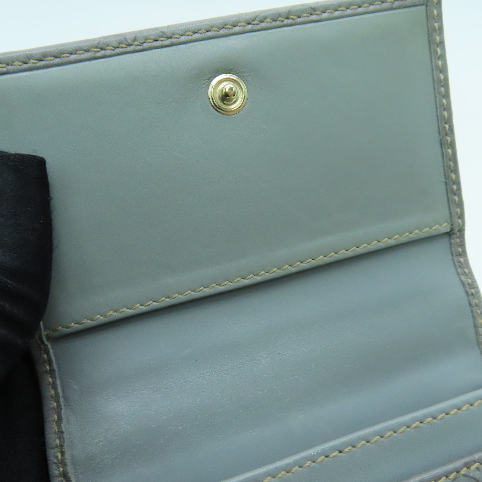 GUCCI 牛皮皮革Card Case金扣卡片套灰色