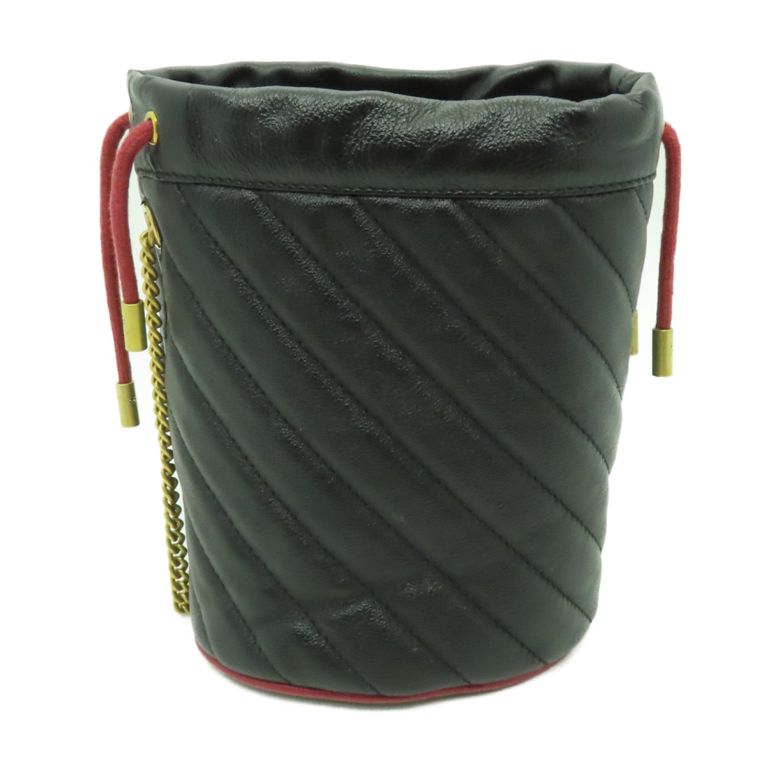 GUCCI 【激減優惠】牛皮皮革GG Marmont Bucket金扣鏈帶肩背袋黑色