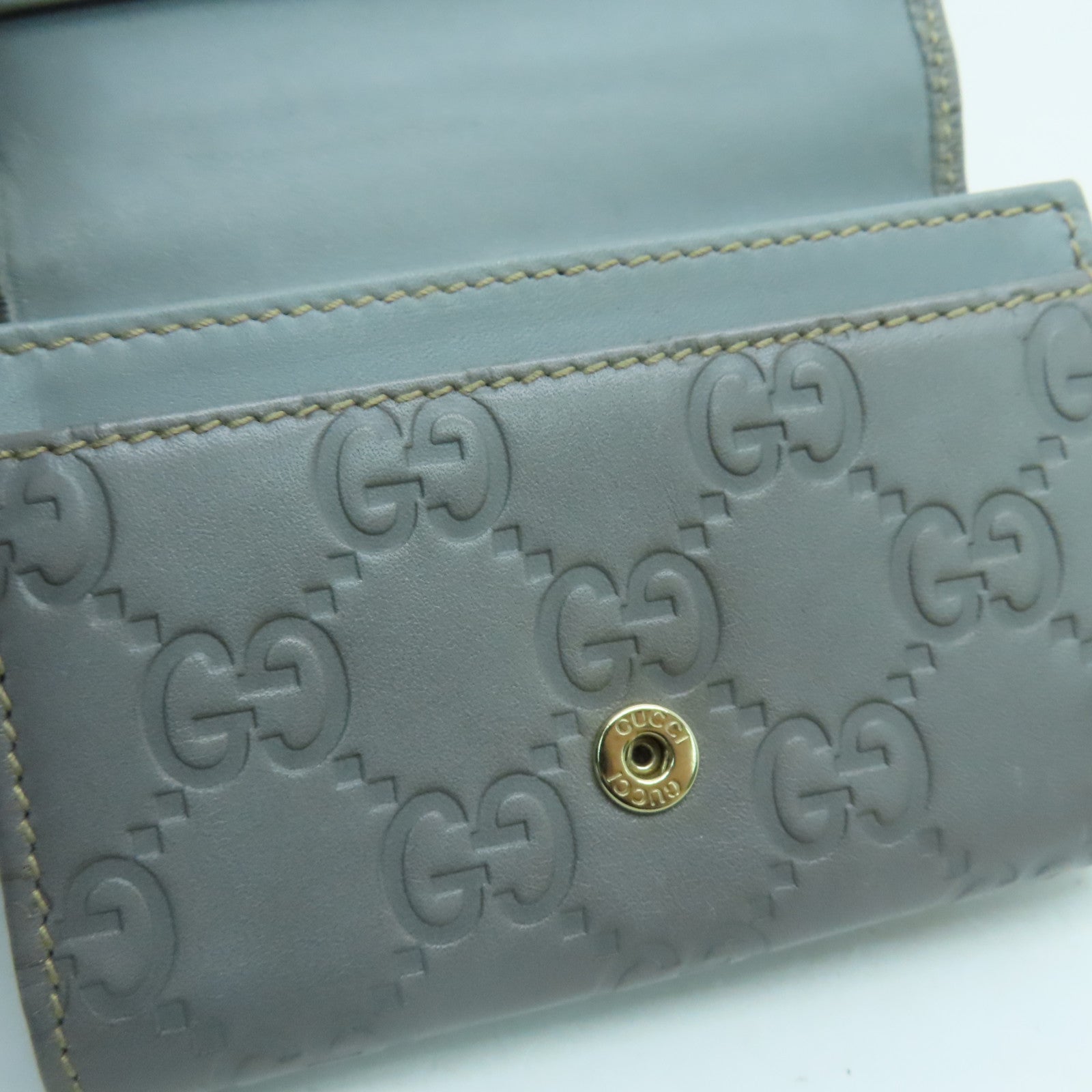 GUCCI 牛皮皮革Card Case金扣卡片套灰色