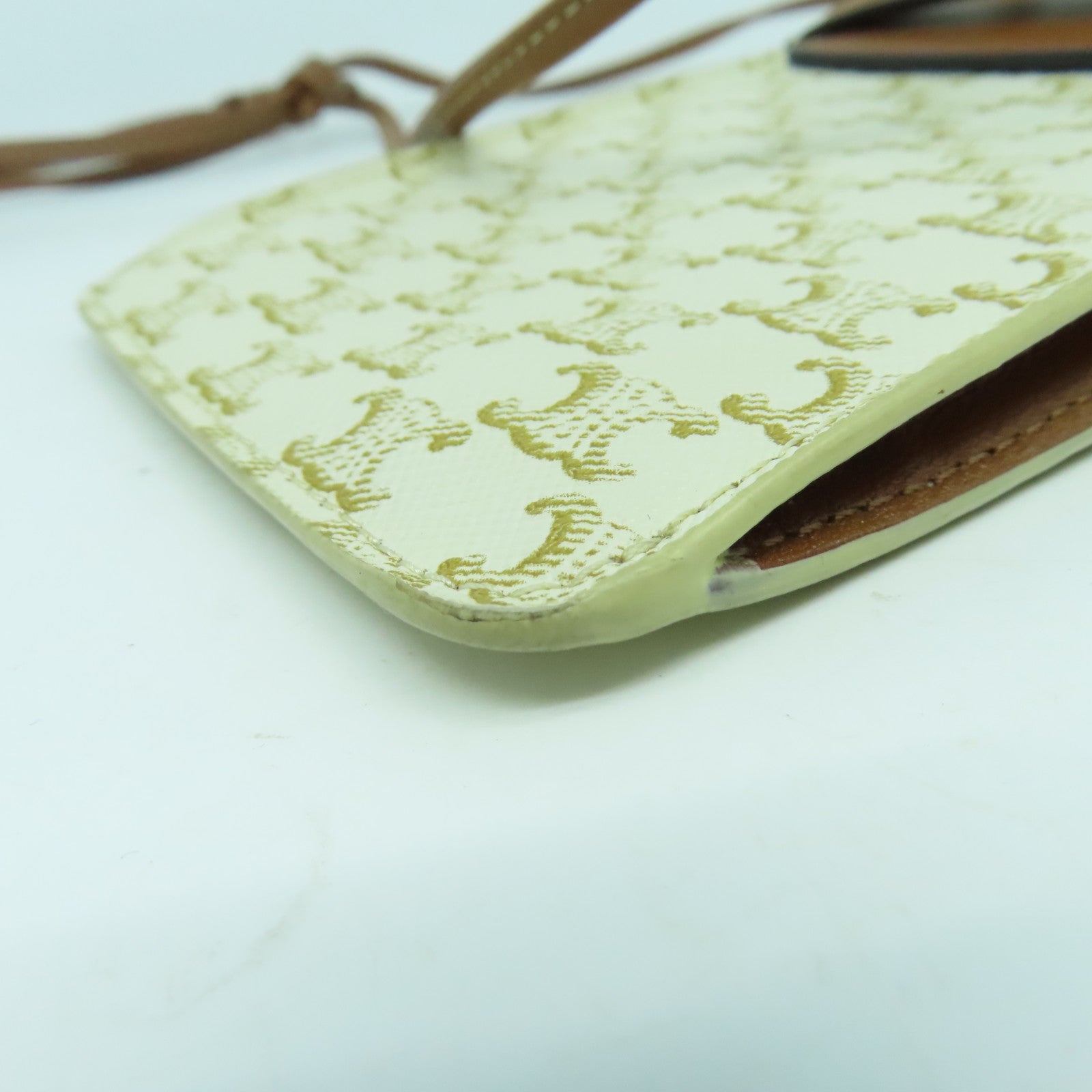 CELINE 塗層帆布Shoulder Bag肩背袋白色/啡色