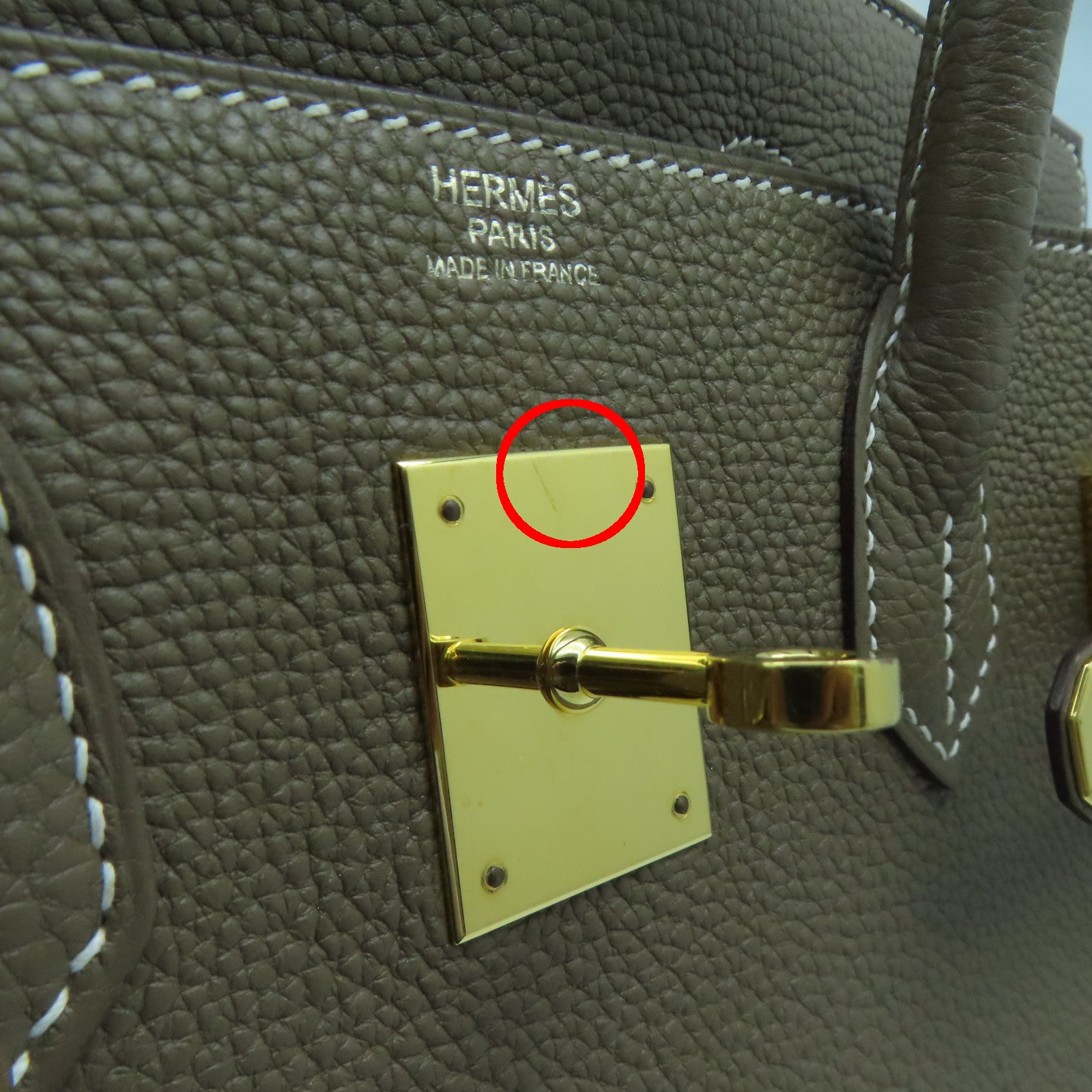 HERMES Togo皮革Birkin 30金扣手挽袋大象灰
