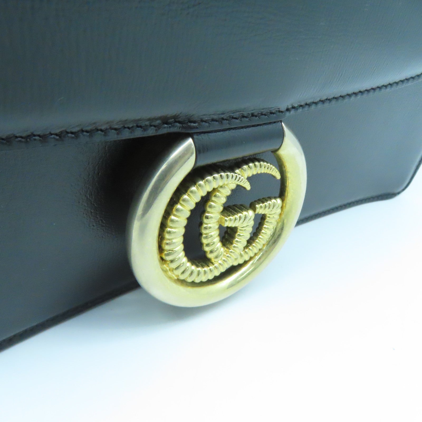 GUCCI 牛皮皮革Shoulder Bag金扣肩背袋黑色