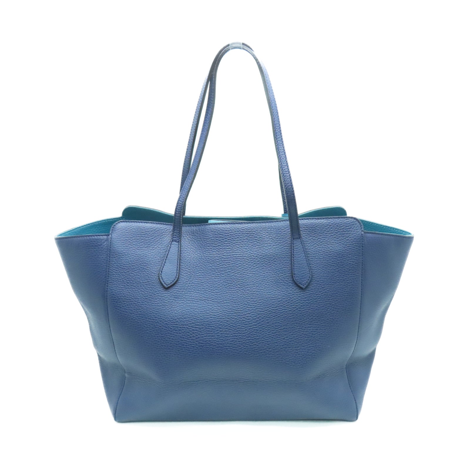 GUCCI Leather Shoulder Bag Gold Buckle Blue/Green