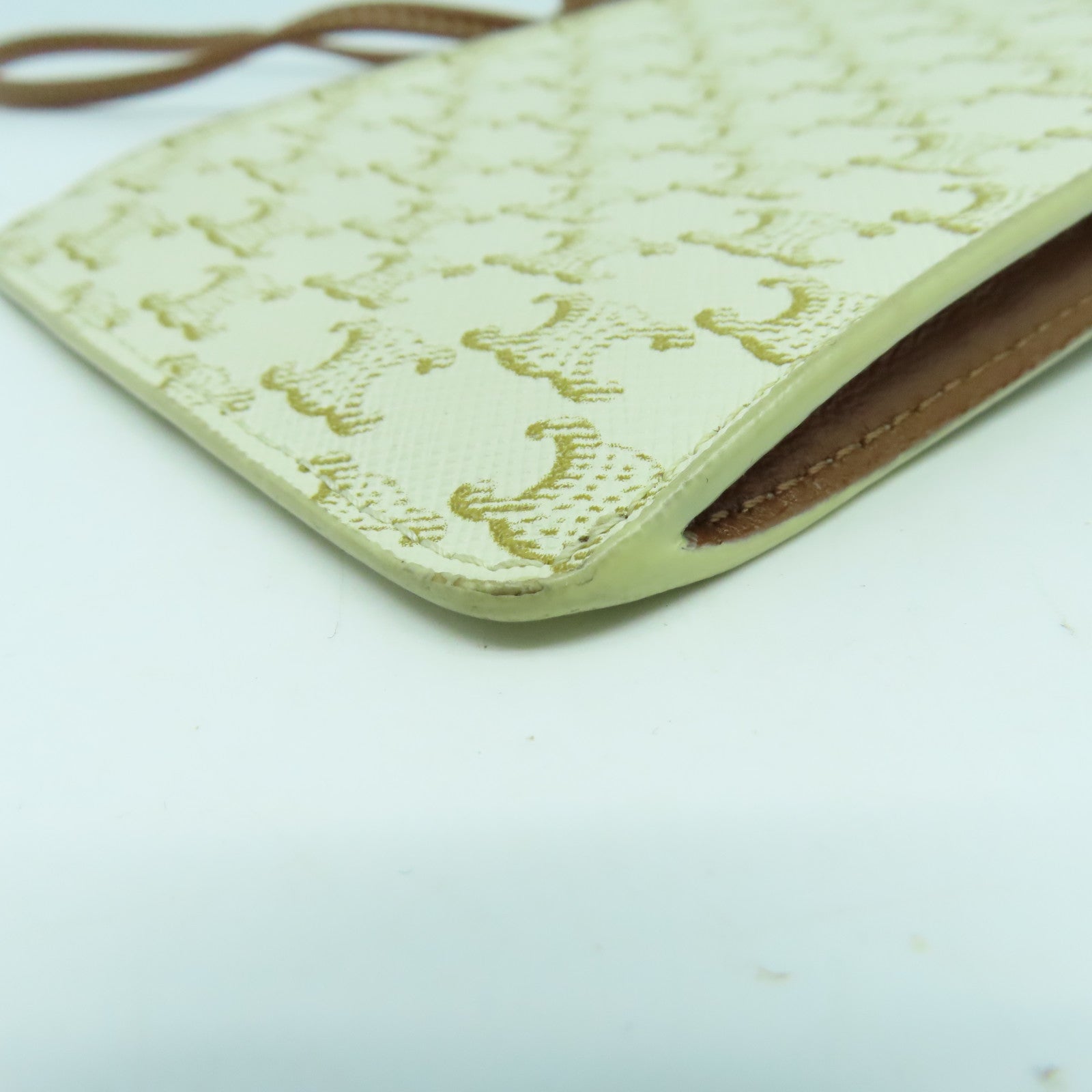 CELINE 塗層帆布Shoulder Bag肩背袋白色/啡色