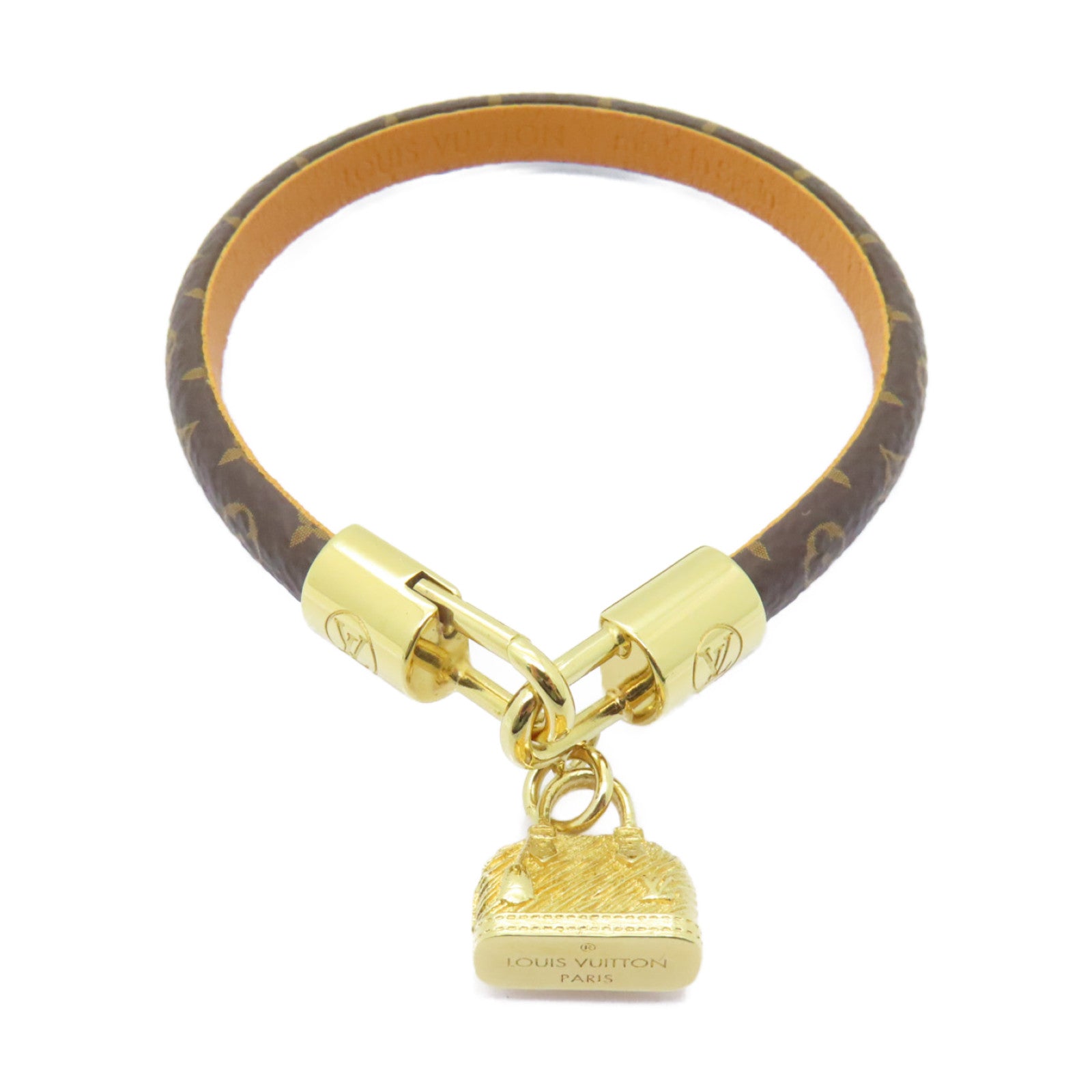 LOUIS VUITTON Monogram/金屬Bracelet手鏈棕色/金色