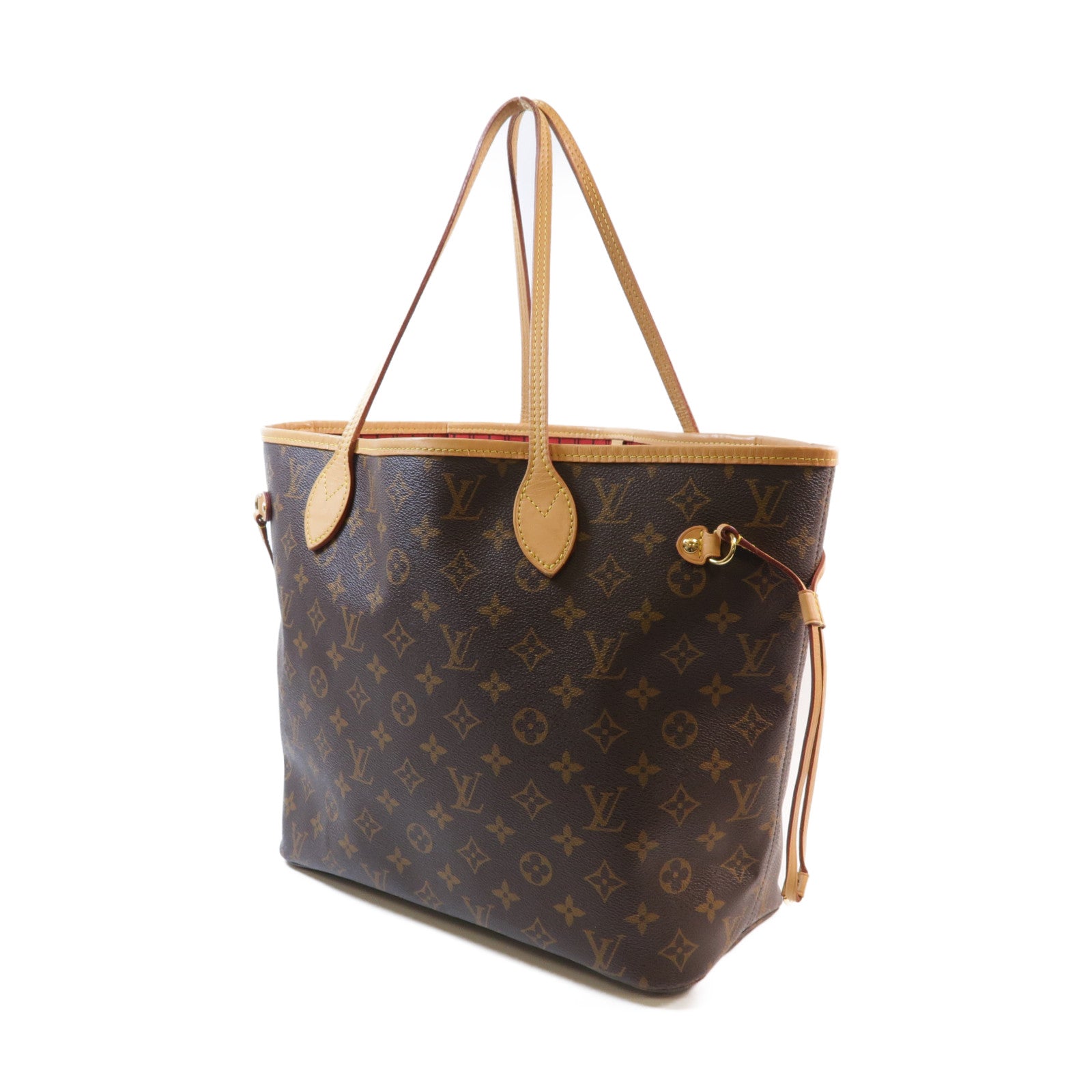 LOUIS VUITTON Monogram Neverfull MM金扣手挽袋啡色