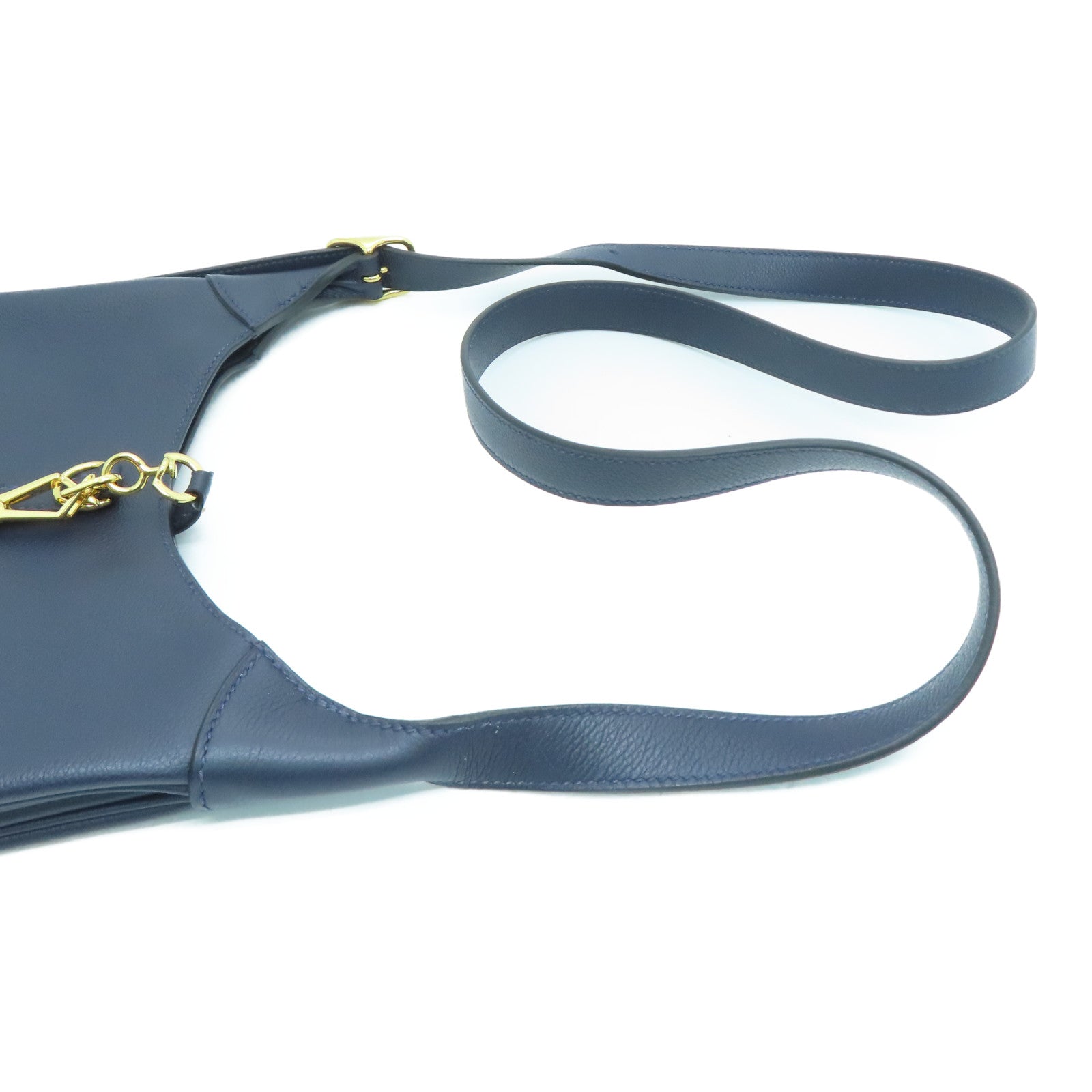 HERMES 【激减优惠】Evercolor皮革Trim 24金扣肩背袋蓝色