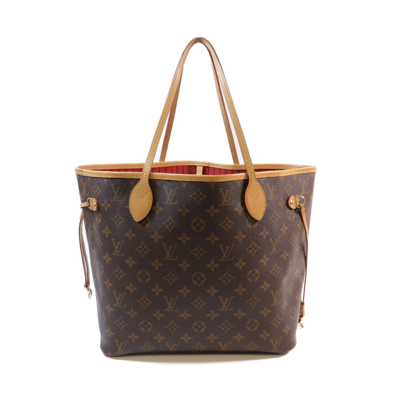 LOUIS VUITTON Monogram Neverfull MM金扣手挽袋啡色