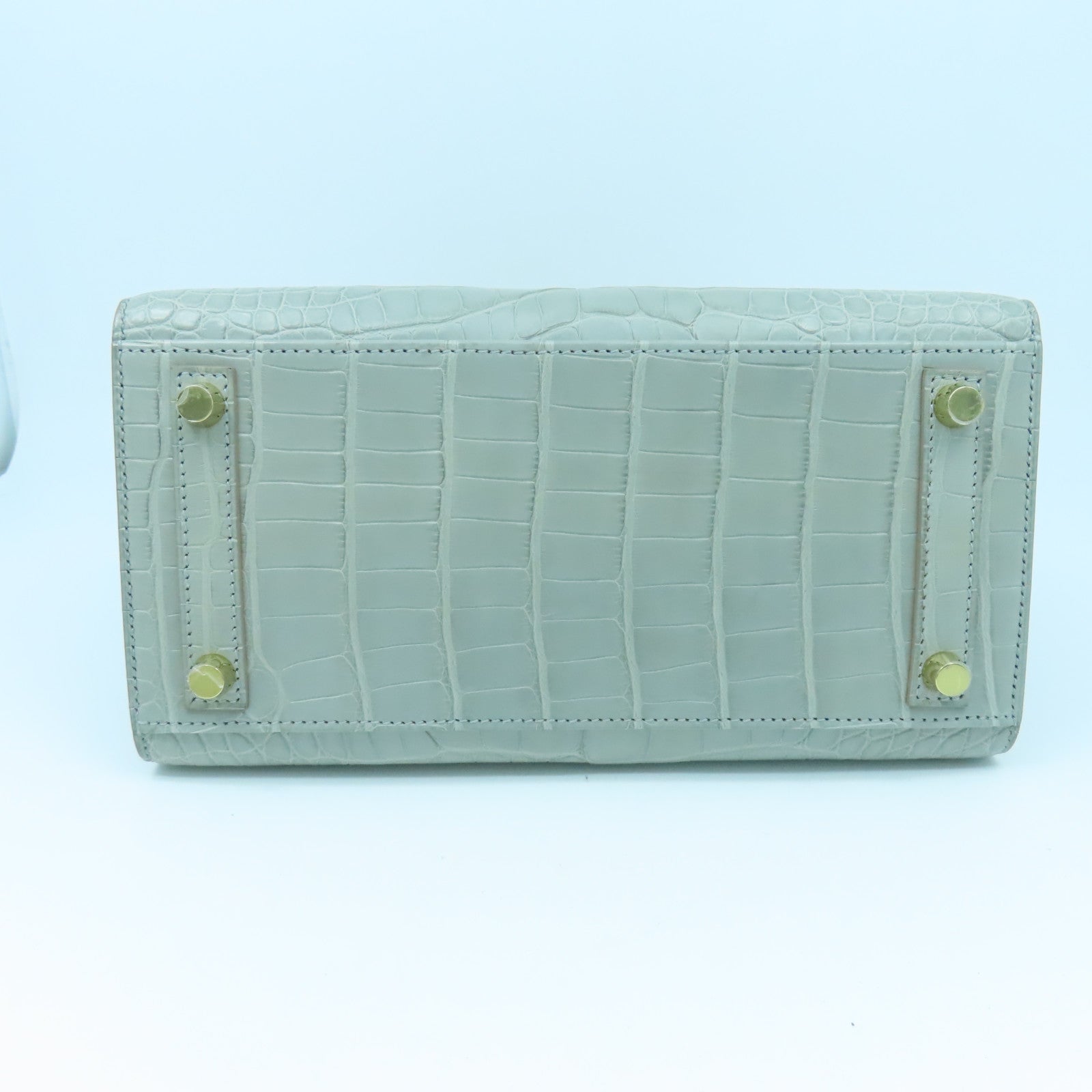 HERMES Alligator Mat皮革Birkin 25 Hand Bag金扣手提袋灰色