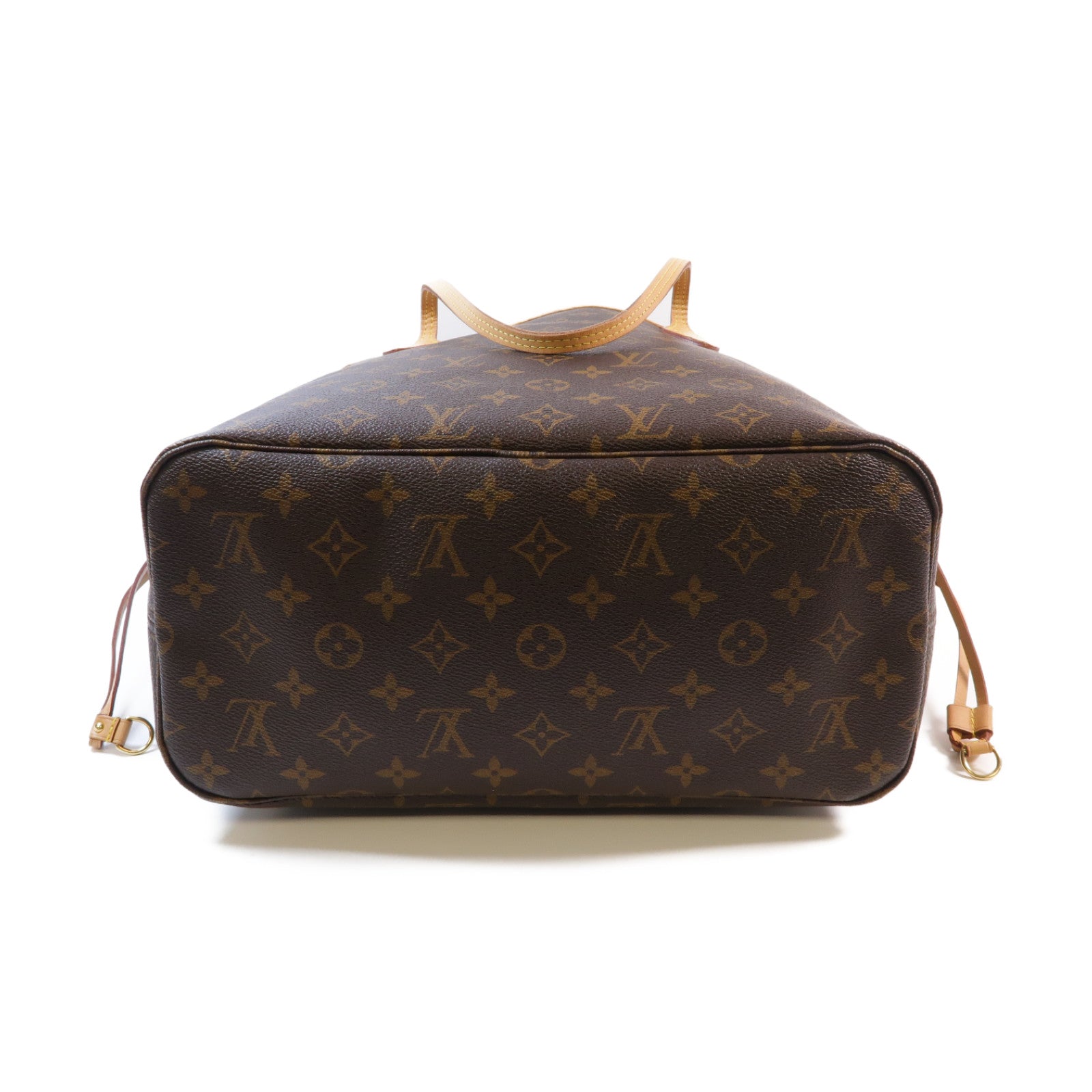 LOUIS VUITTON Monogram Neverfull MM金扣手挽袋啡色