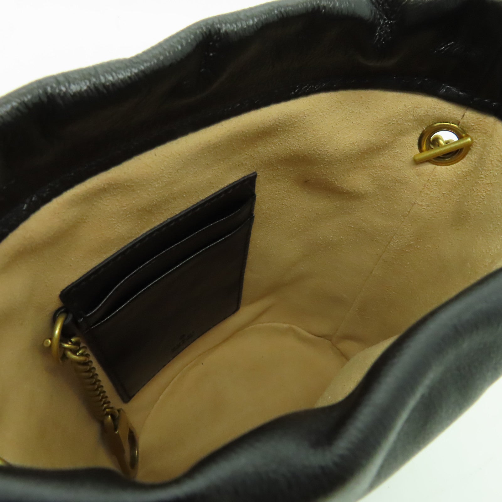 GUCCI 【激減優惠】牛皮皮革GG Marmont Bucket金扣鏈帶肩背袋黑色
