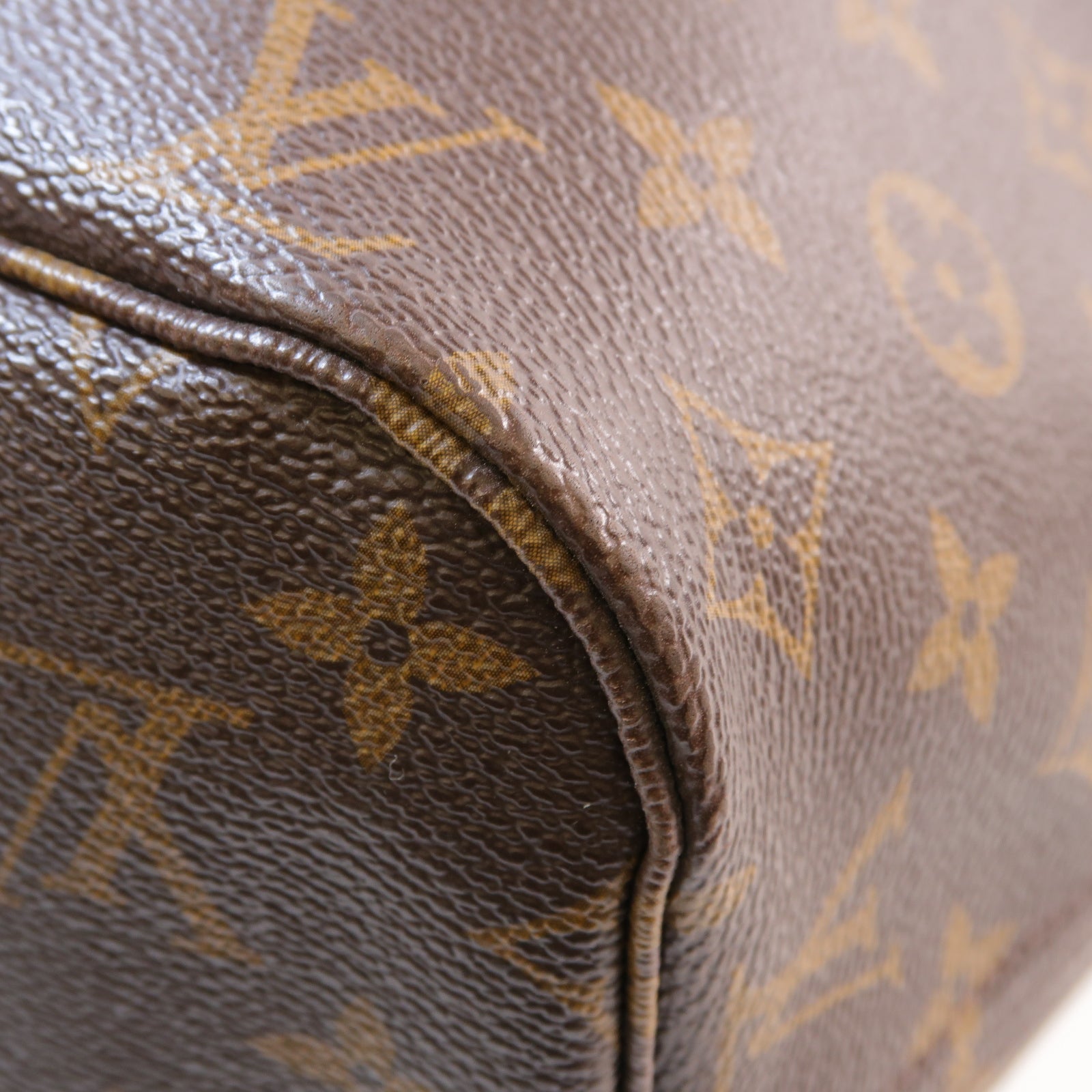 LOUIS VUITTON Monogram Neverfull MM金扣手挽袋啡色