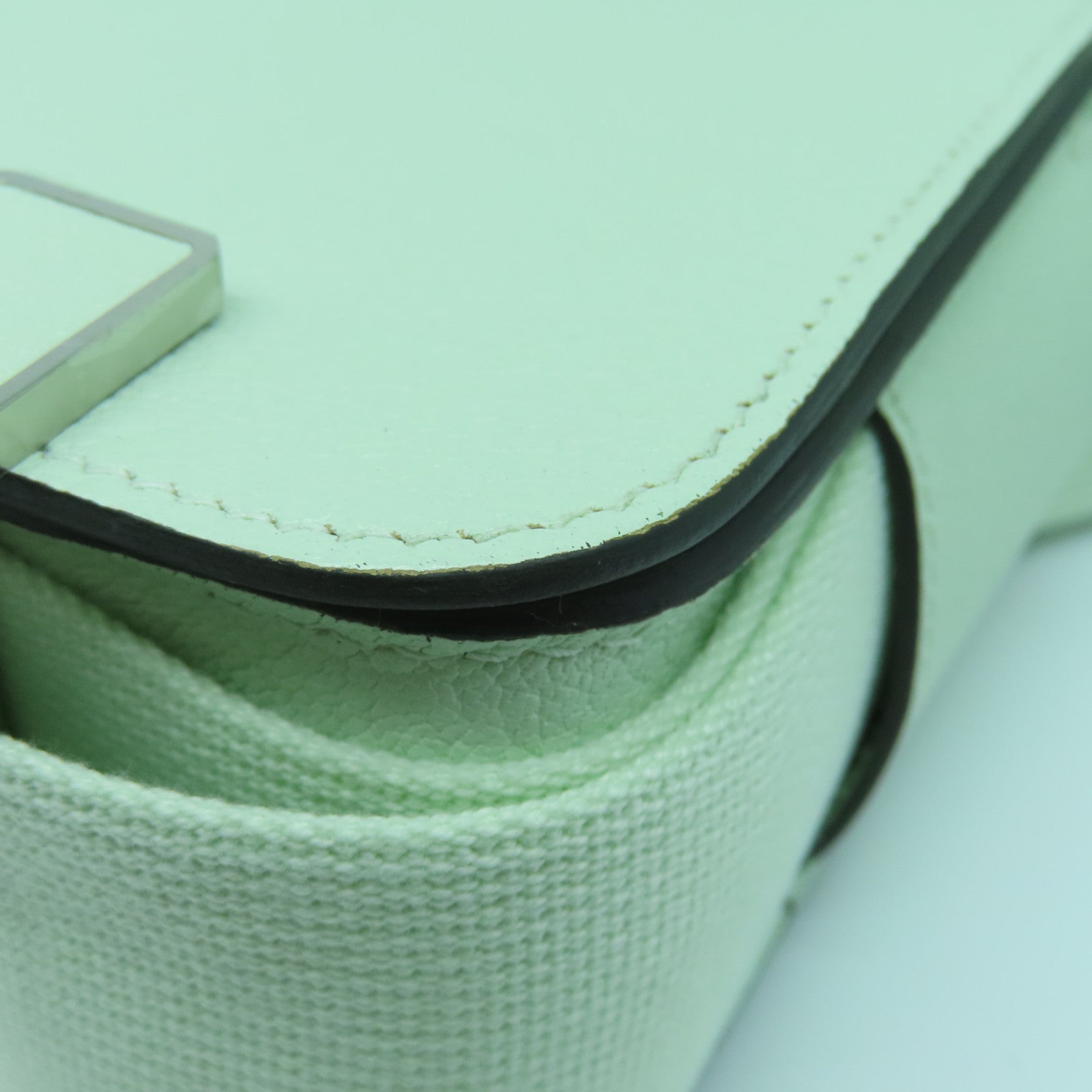 HERMES Chevre皮革Geta银扣肩背袋气泡绿