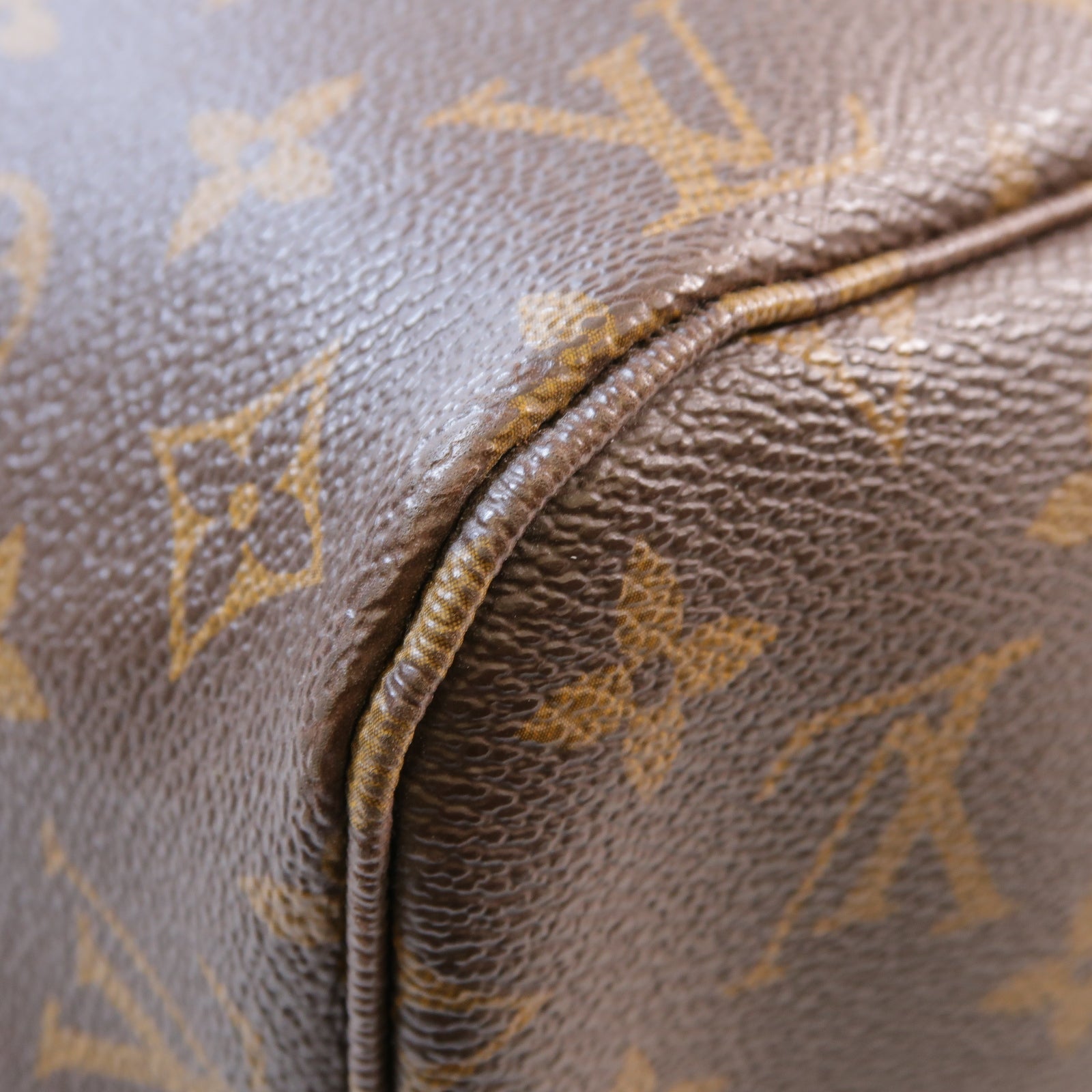 LOUIS VUITTON Monogram Neverfull MM金扣手挽袋啡色