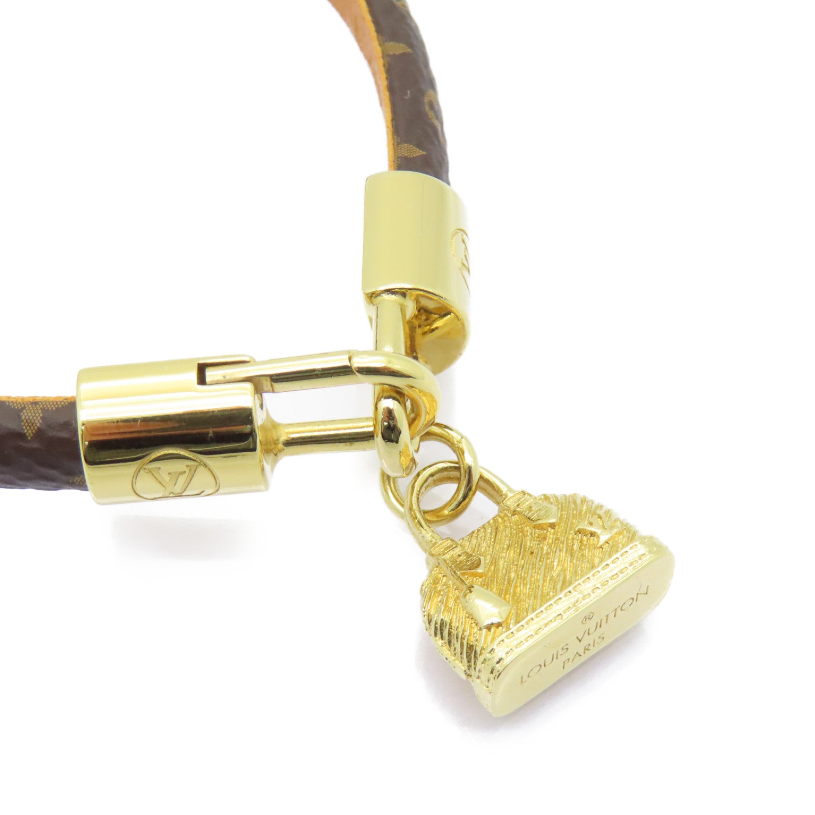 LOUIS VUITTON Monogram/金屬Bracelet手鏈棕色/金色