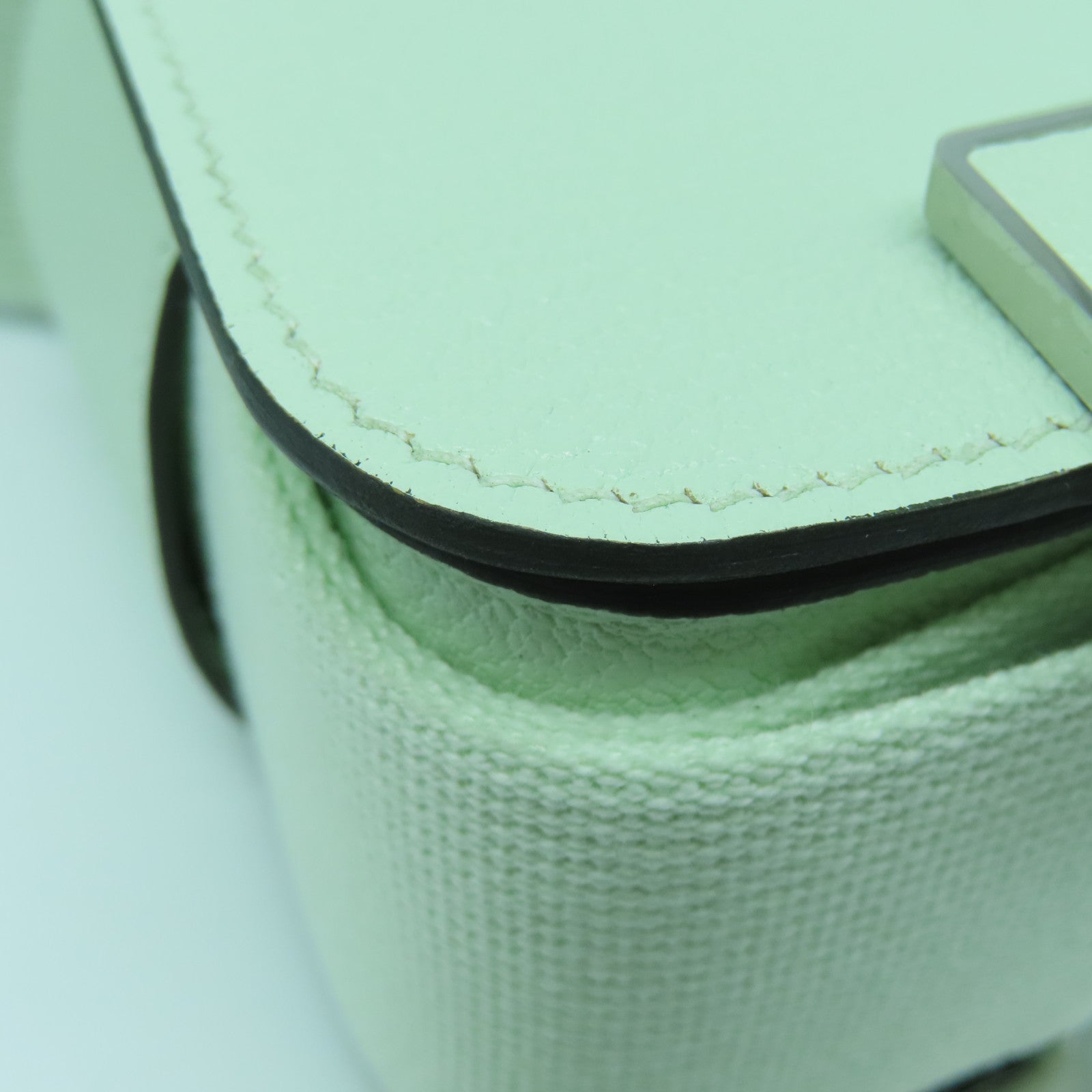 HERMES Chevre皮革Geta银扣肩背袋气泡绿