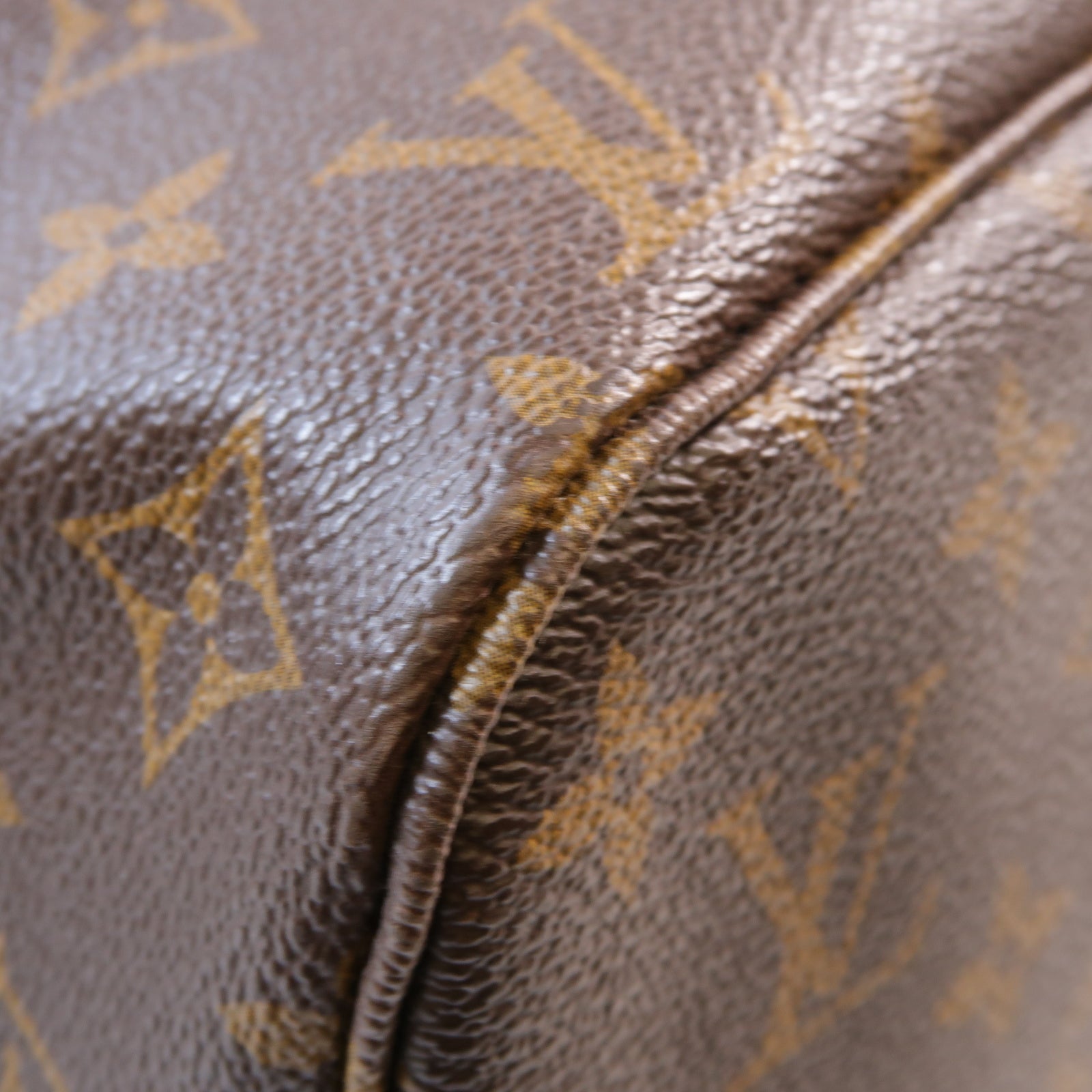 LOUIS VUITTON Monogram Neverfull MM金扣手挽袋啡色