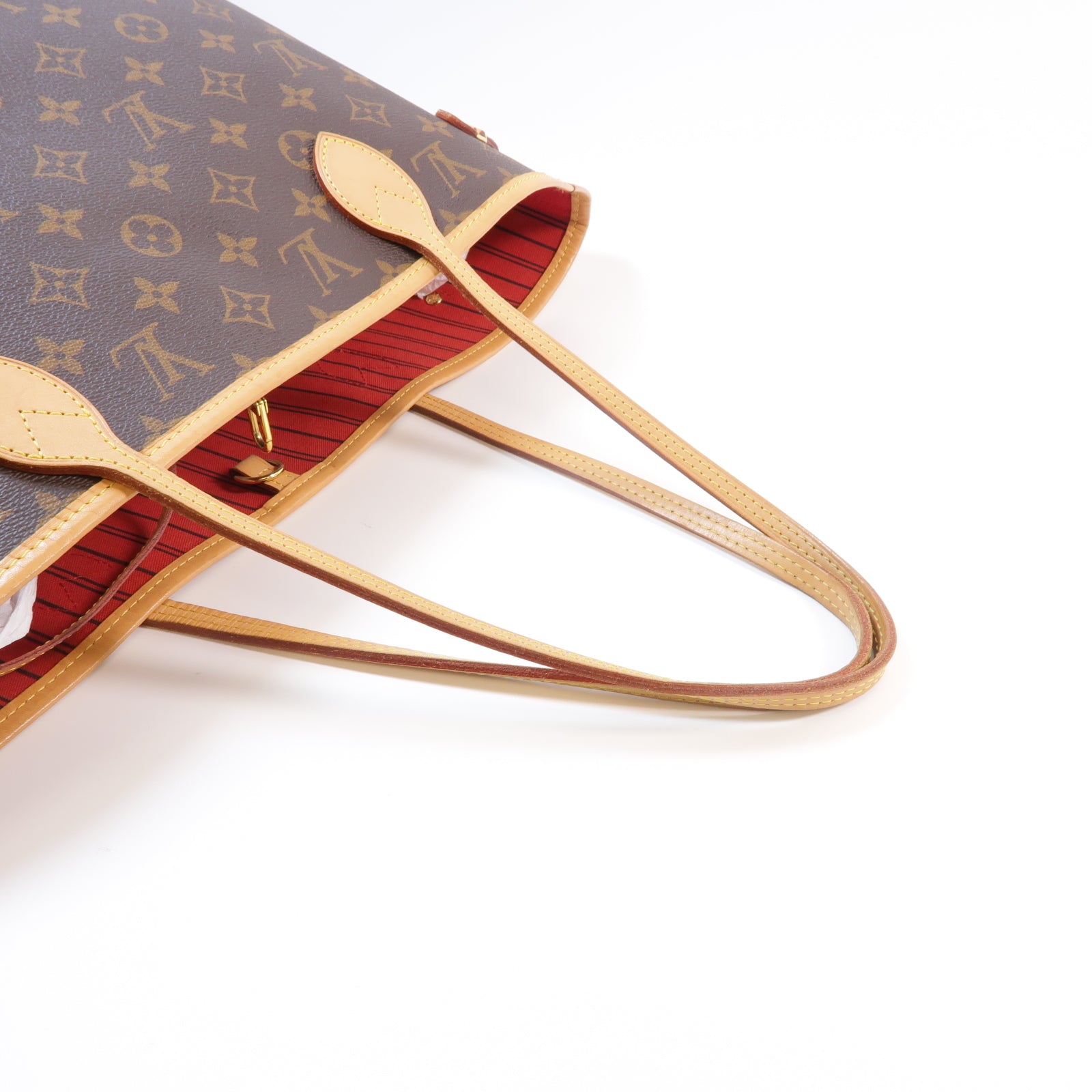LOUIS VUITTON Monogram Neverfull MM金扣手挽袋啡色