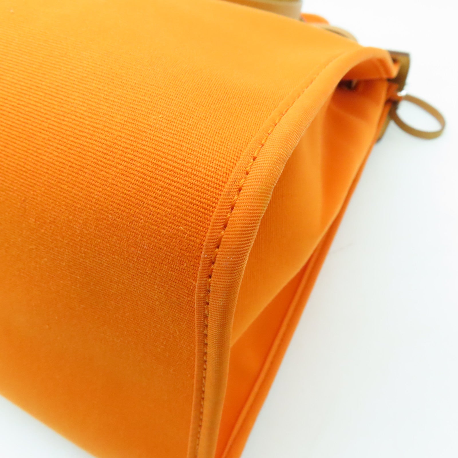 HERMES 【激減優惠】帆布Herbag MM銀扣手挽肩背兩用袋Feu橙色
