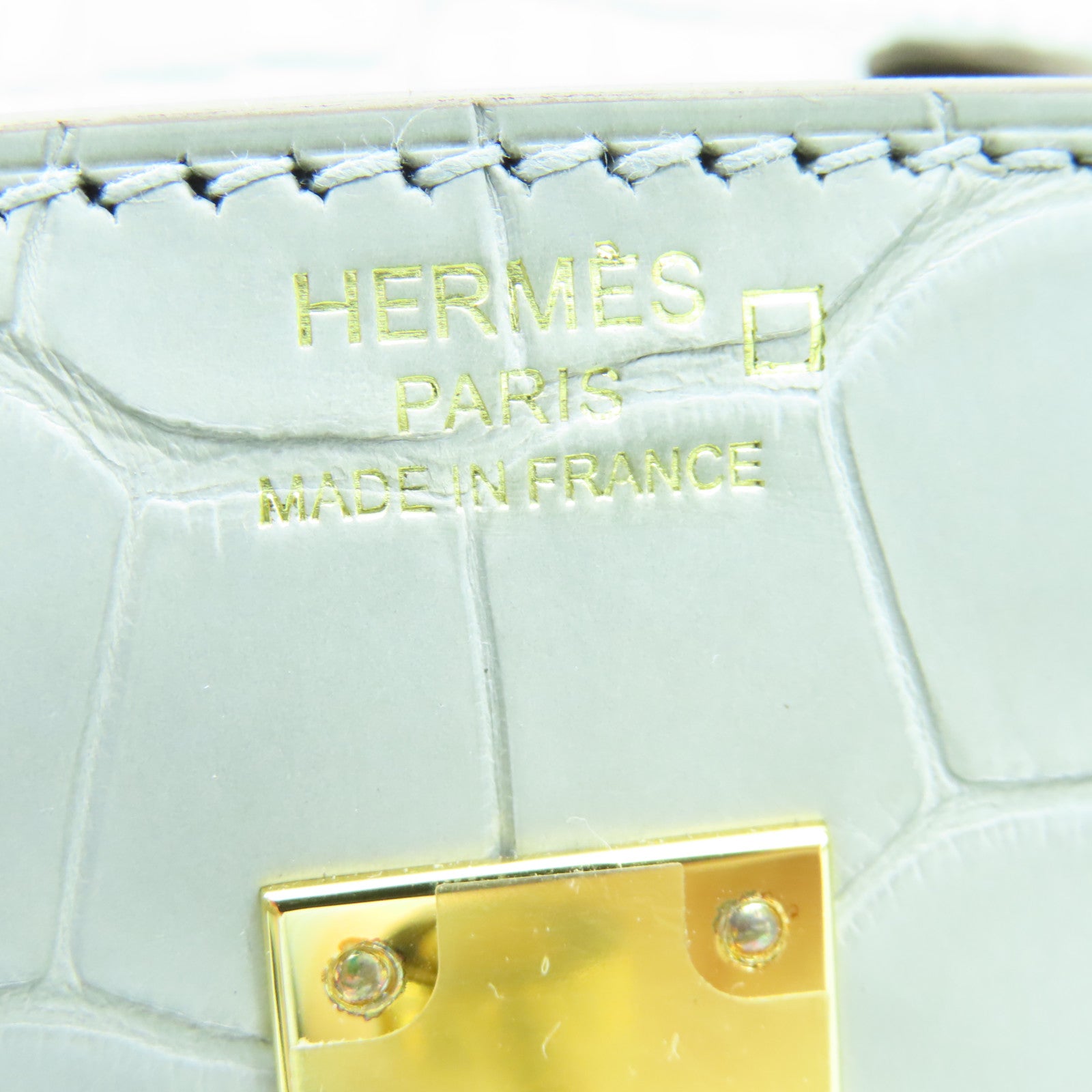 HERMES Alligator Mat皮革Birkin 25 Hand Bag金扣手提袋灰色