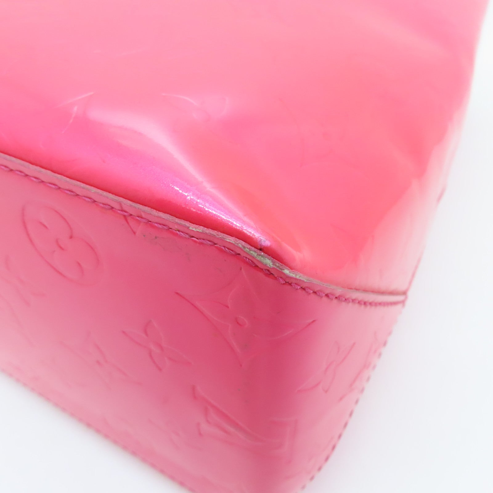 LOUIS VUITTON Vernis Lead MM Gold Buckle Hand Bag Pink