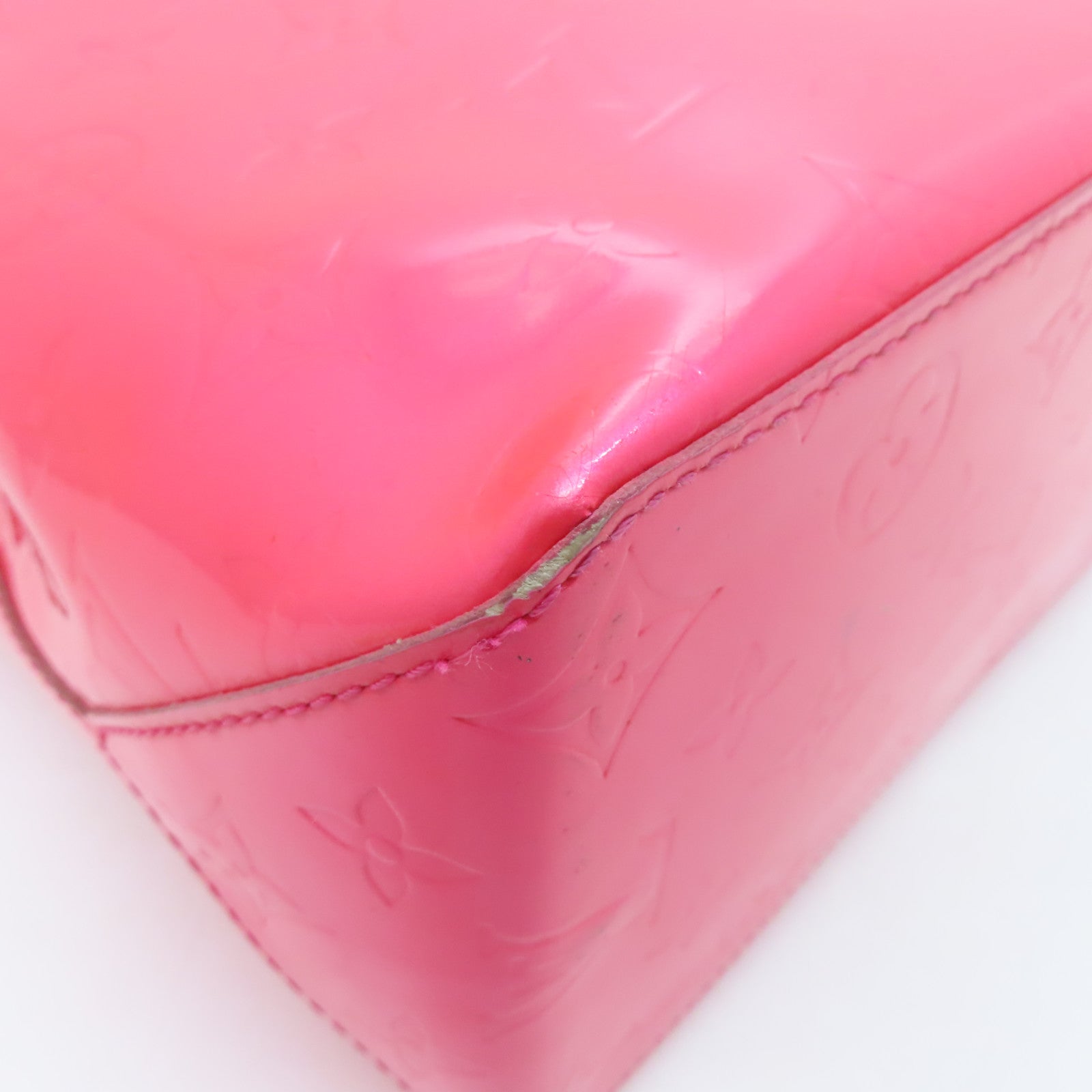 LOUIS VUITTON Vernis Lead MM Gold Buckle Hand Bag Pink